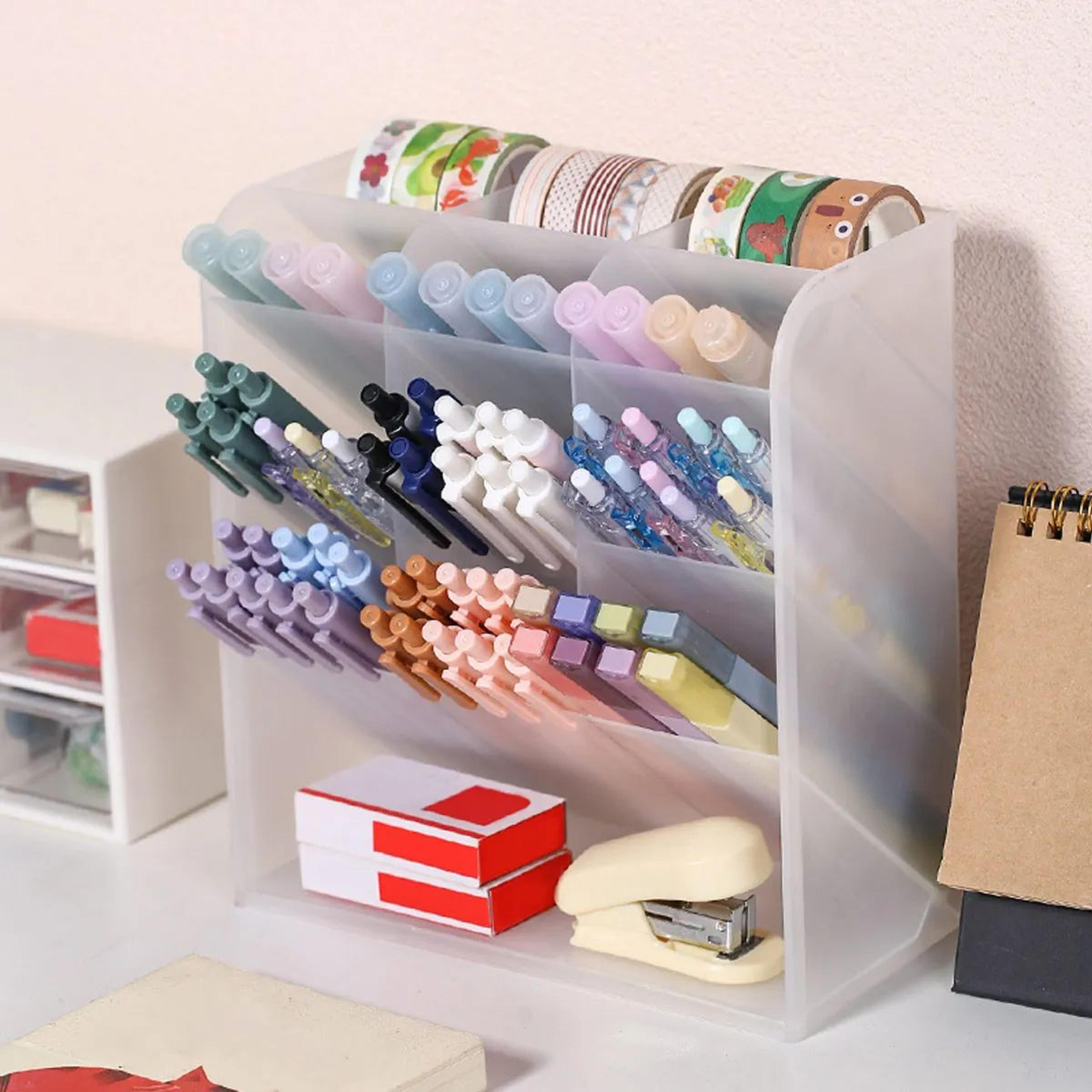 transparent large capacity multifunction desktop pen holder