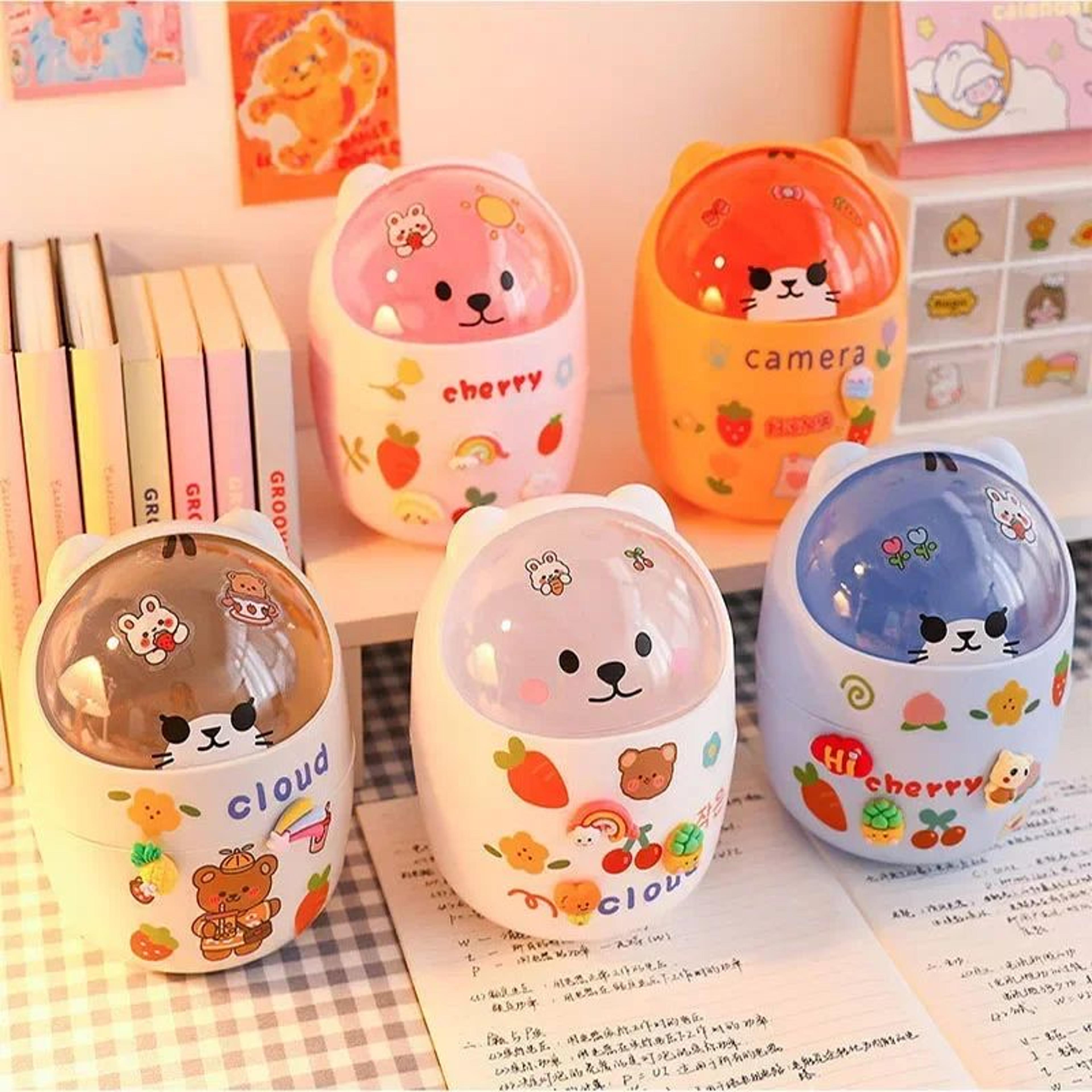 kawaii acrylic desk organizer pen holder