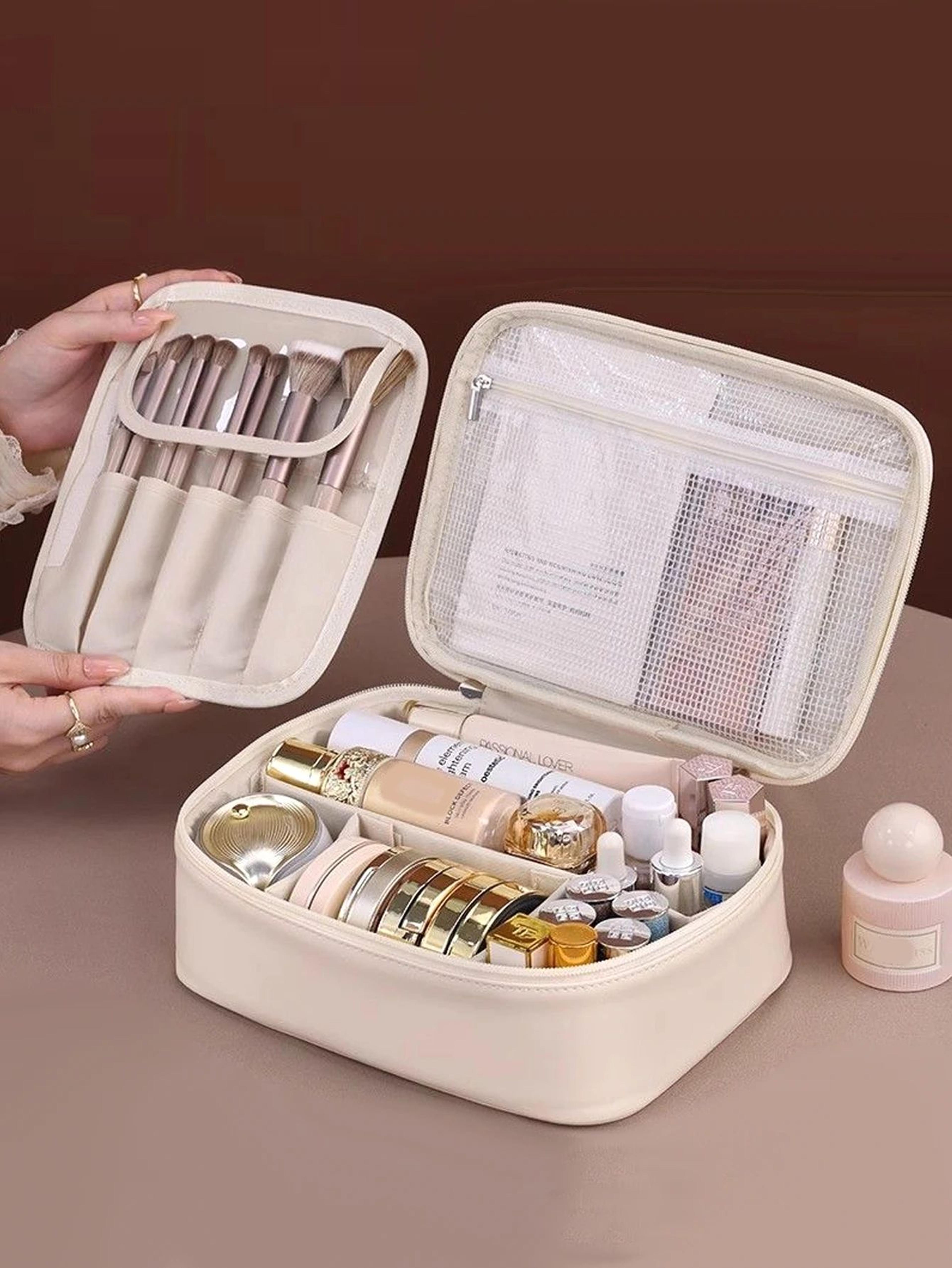large capacity pu leather waterproof makeup bag