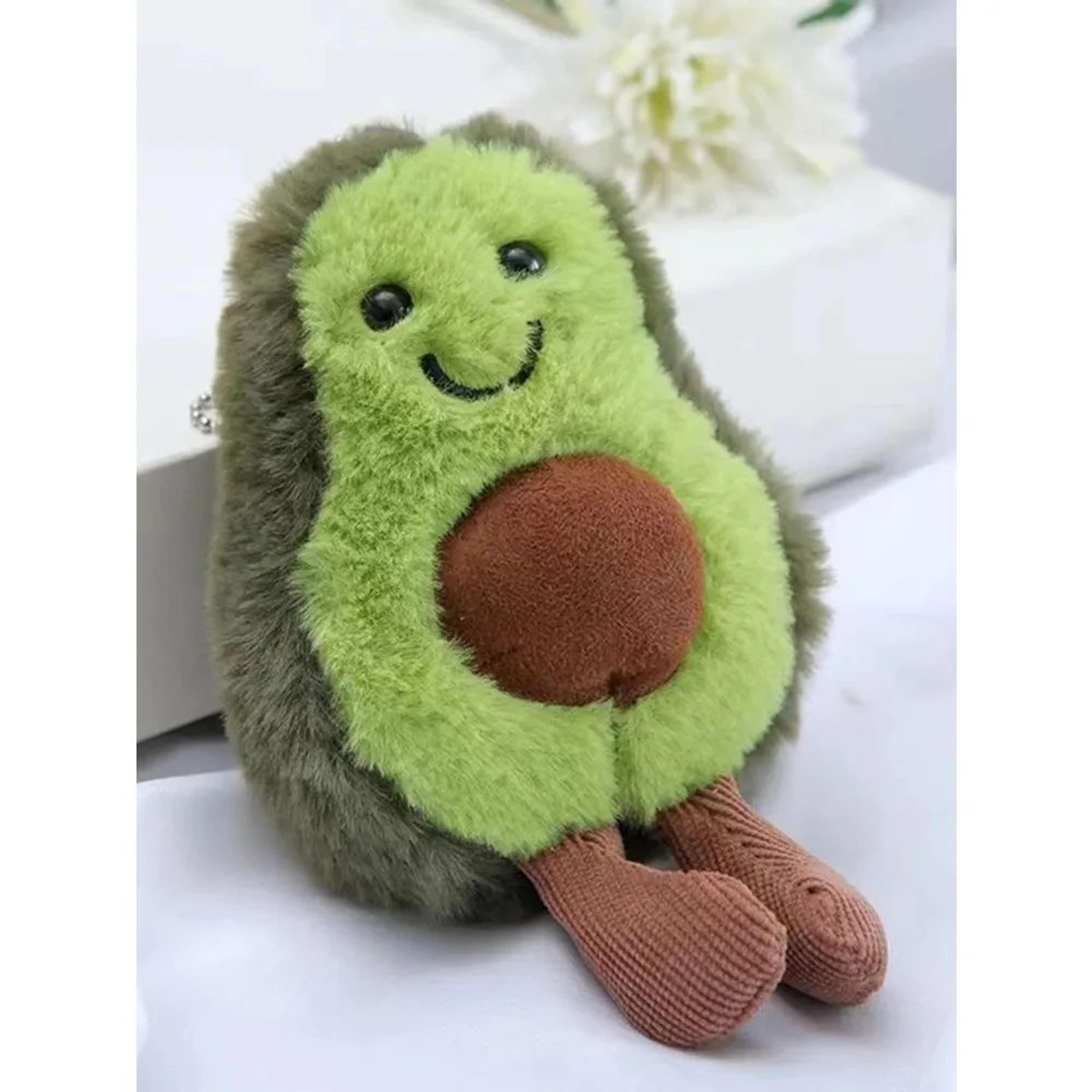 cute avocado plush pet toy with hanging chain