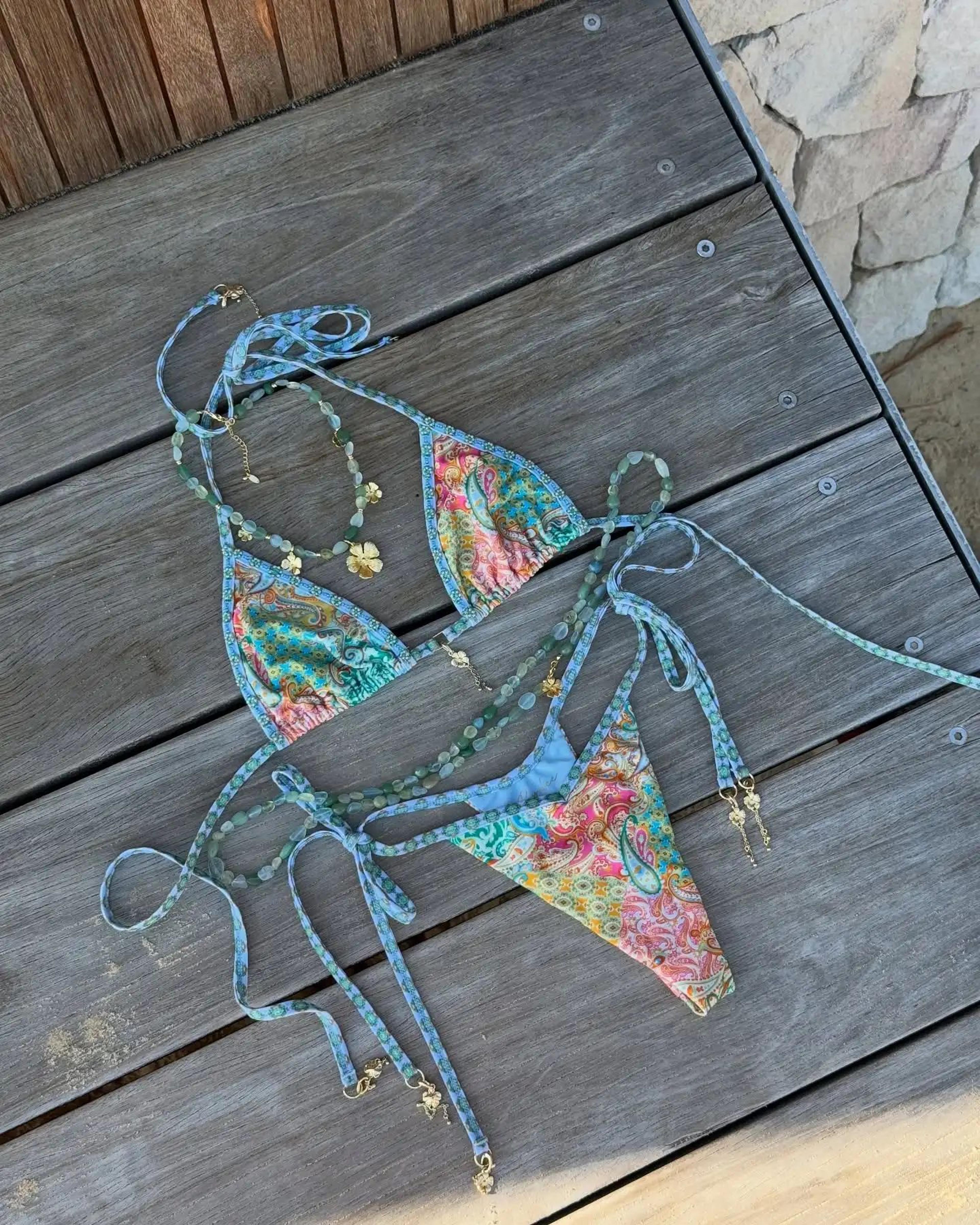 2025 trend triangle striped micro bikini set women sexy swimwear
