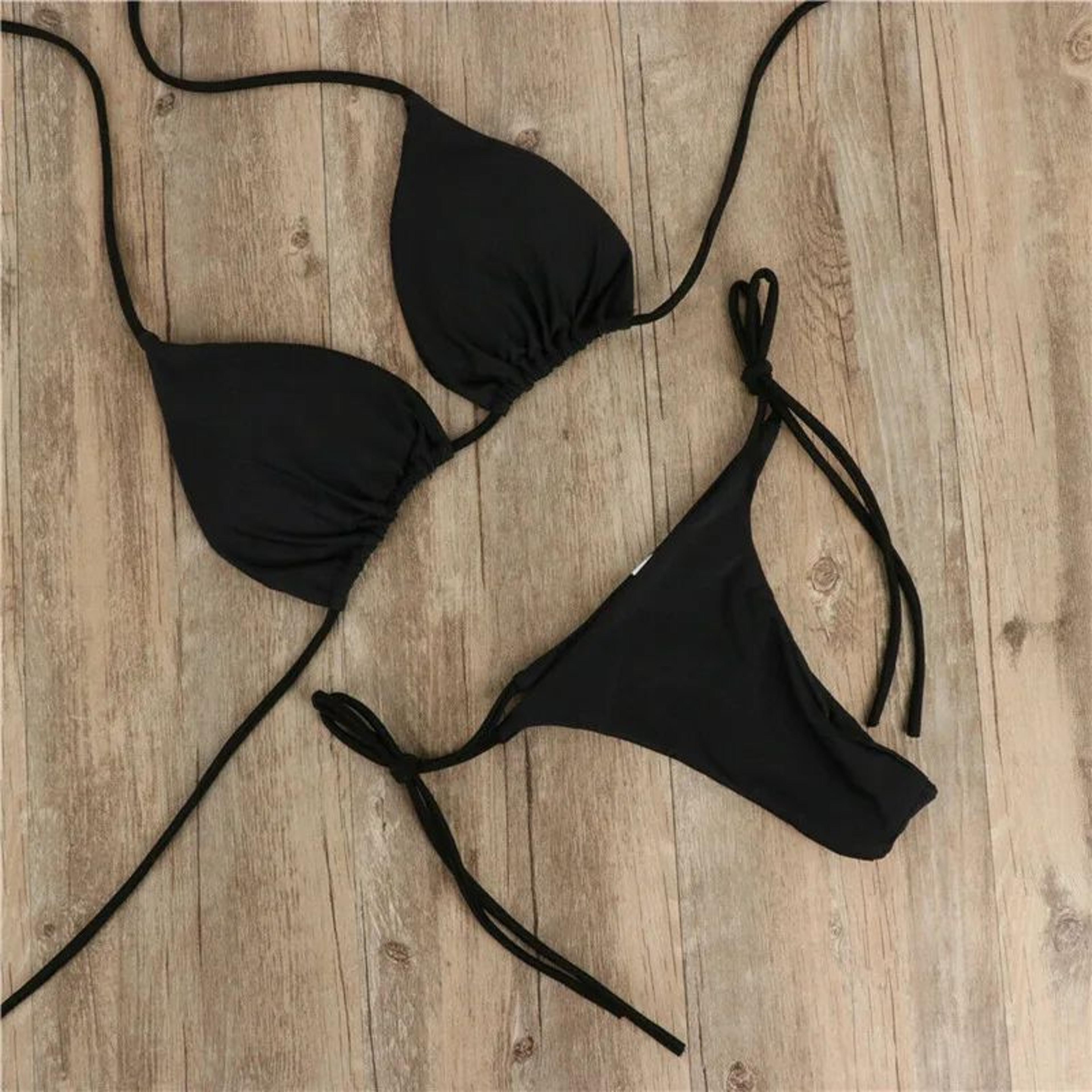 sexy halter triangle thong bikini set