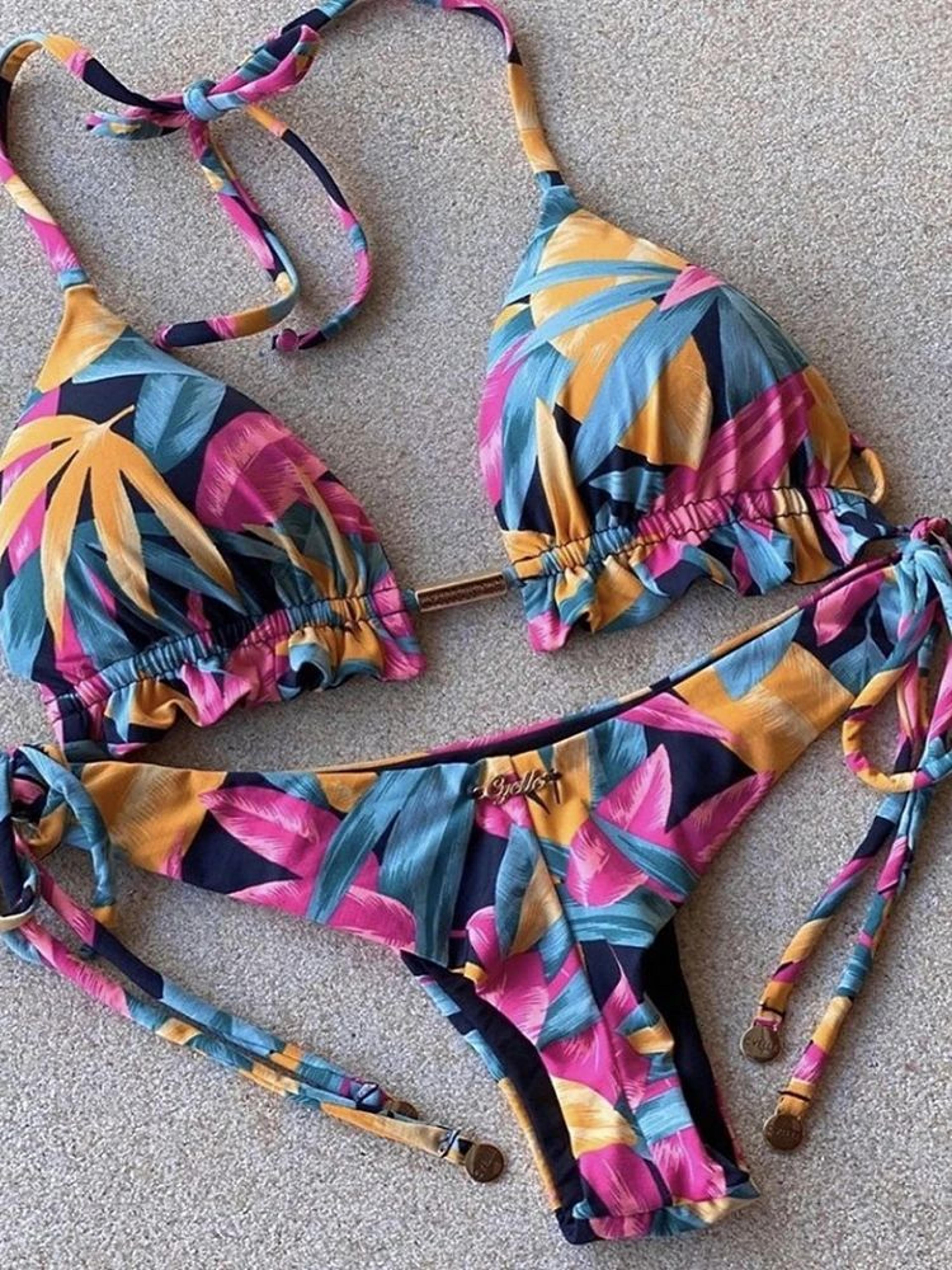 ruotongsept feather print micro bikini set