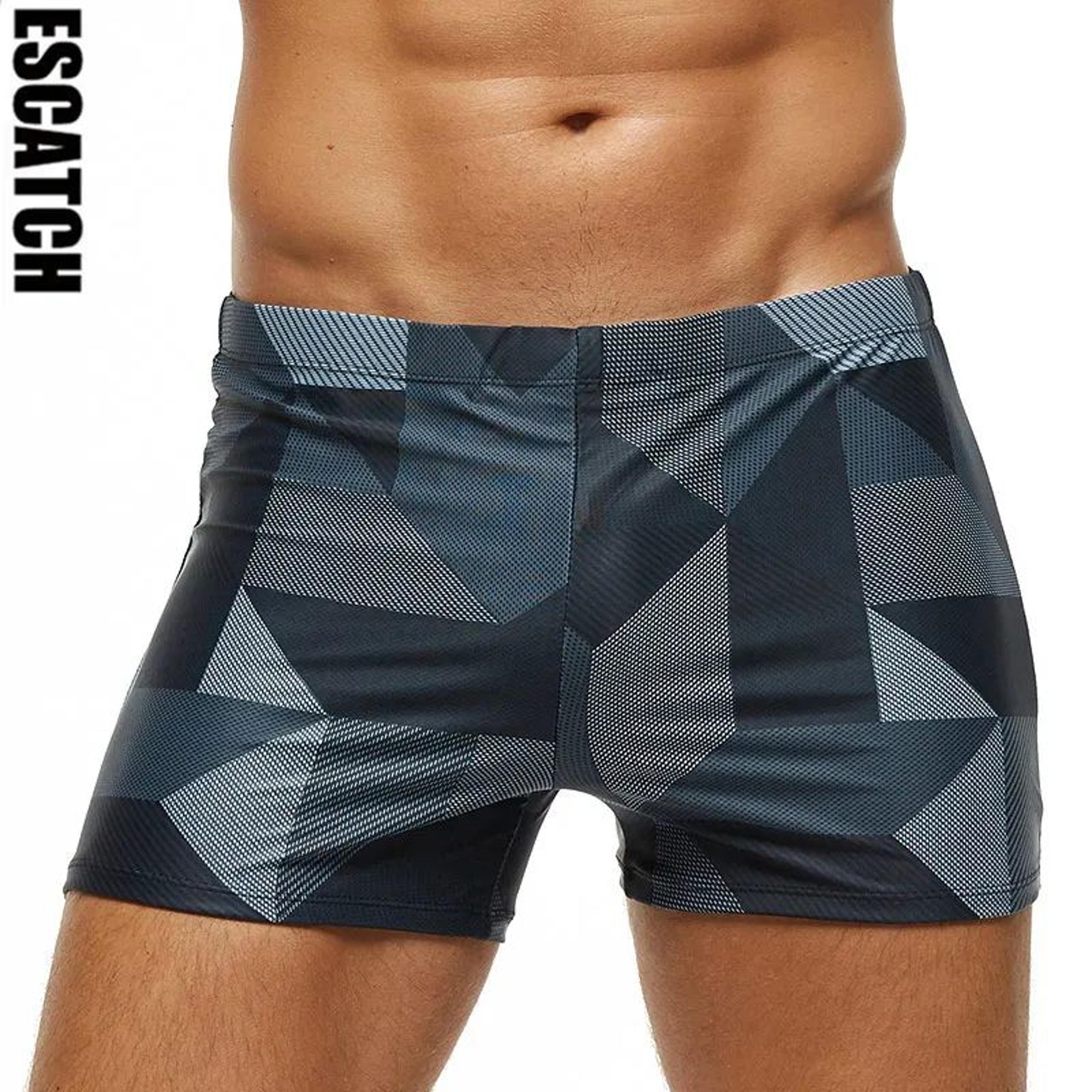escatch plus size printed mens swim trunks