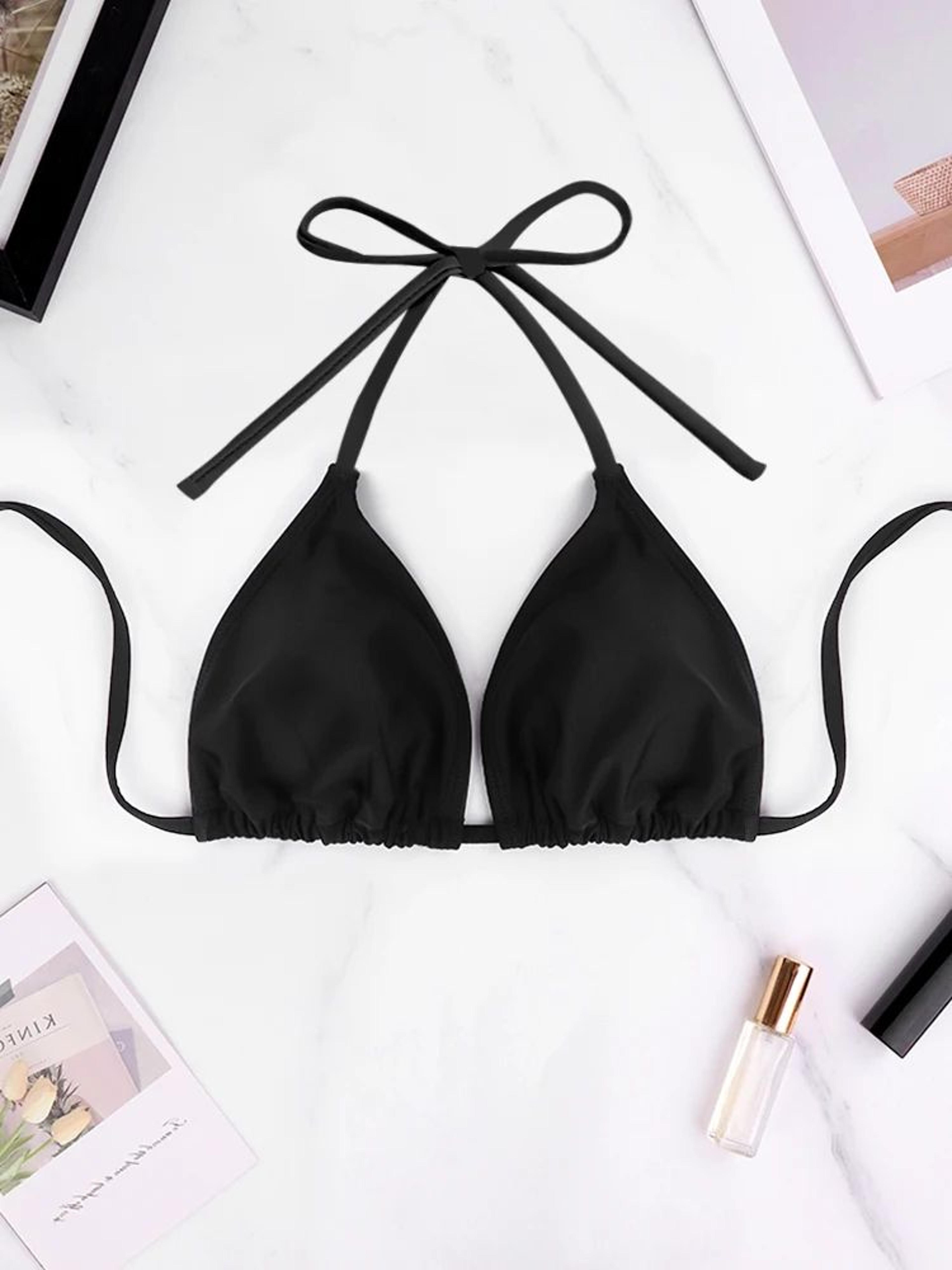 solid halter bareback bikini top