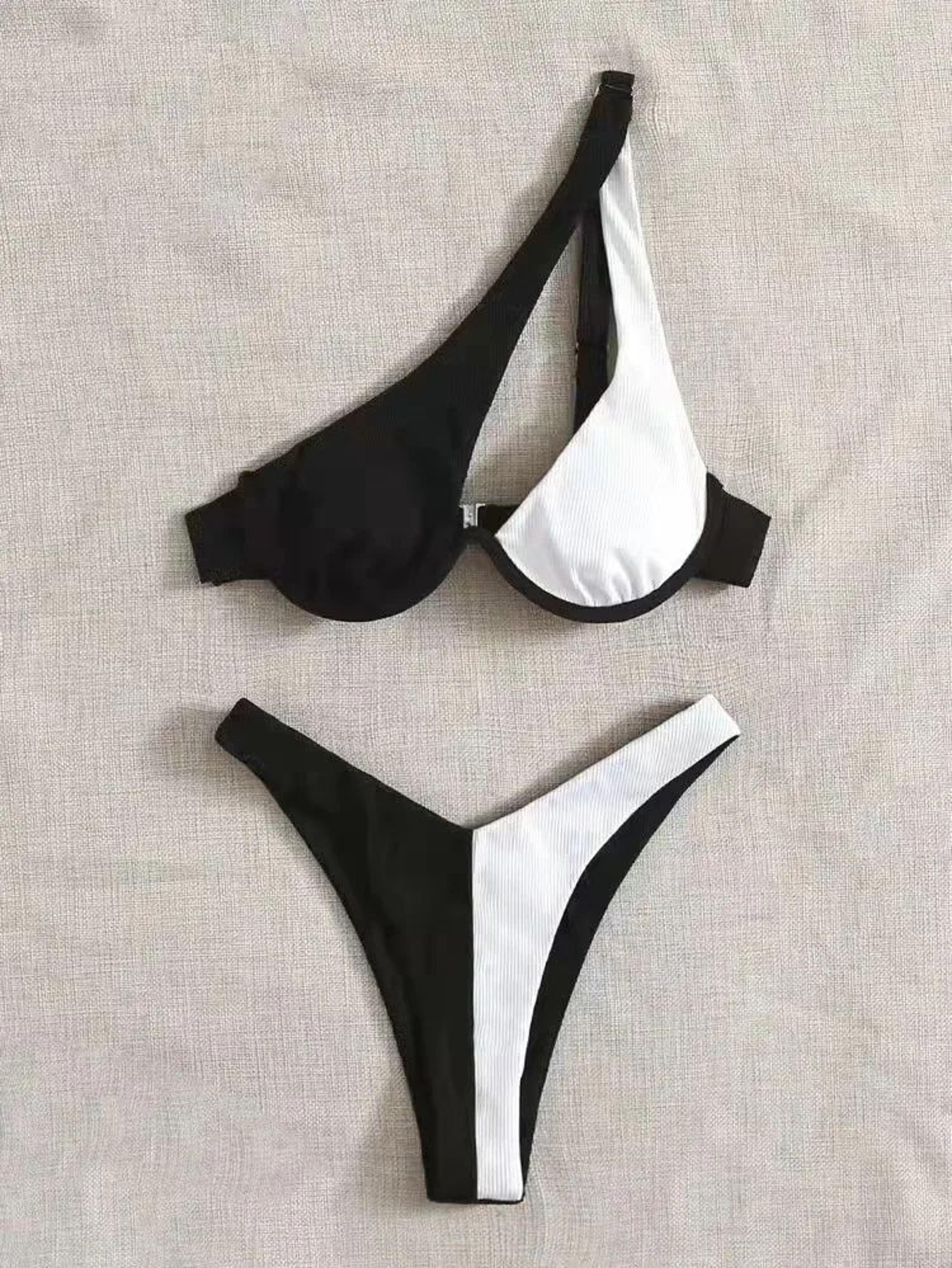 luxury one shoulder push up bikini set