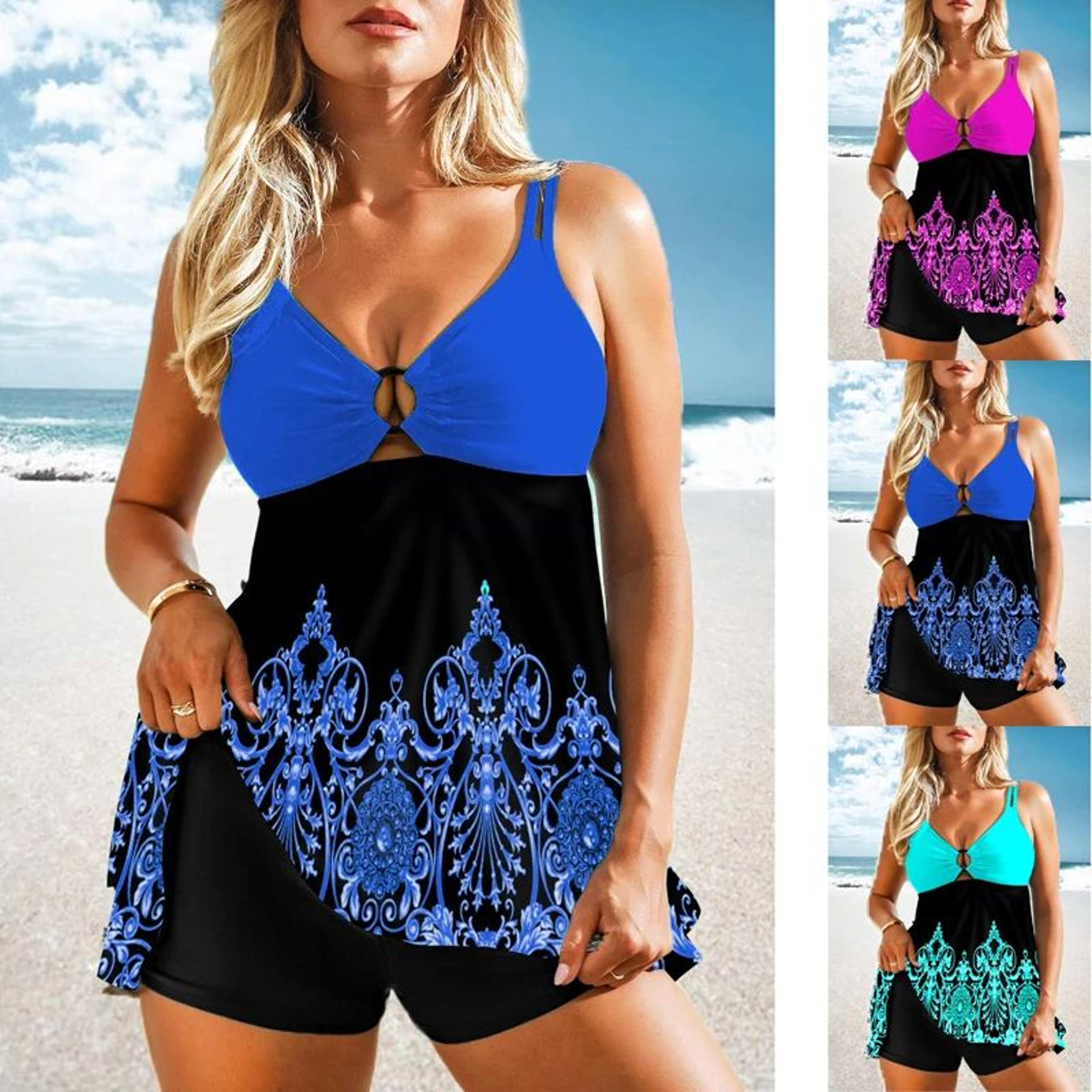 hollow leaf print bikini set for women