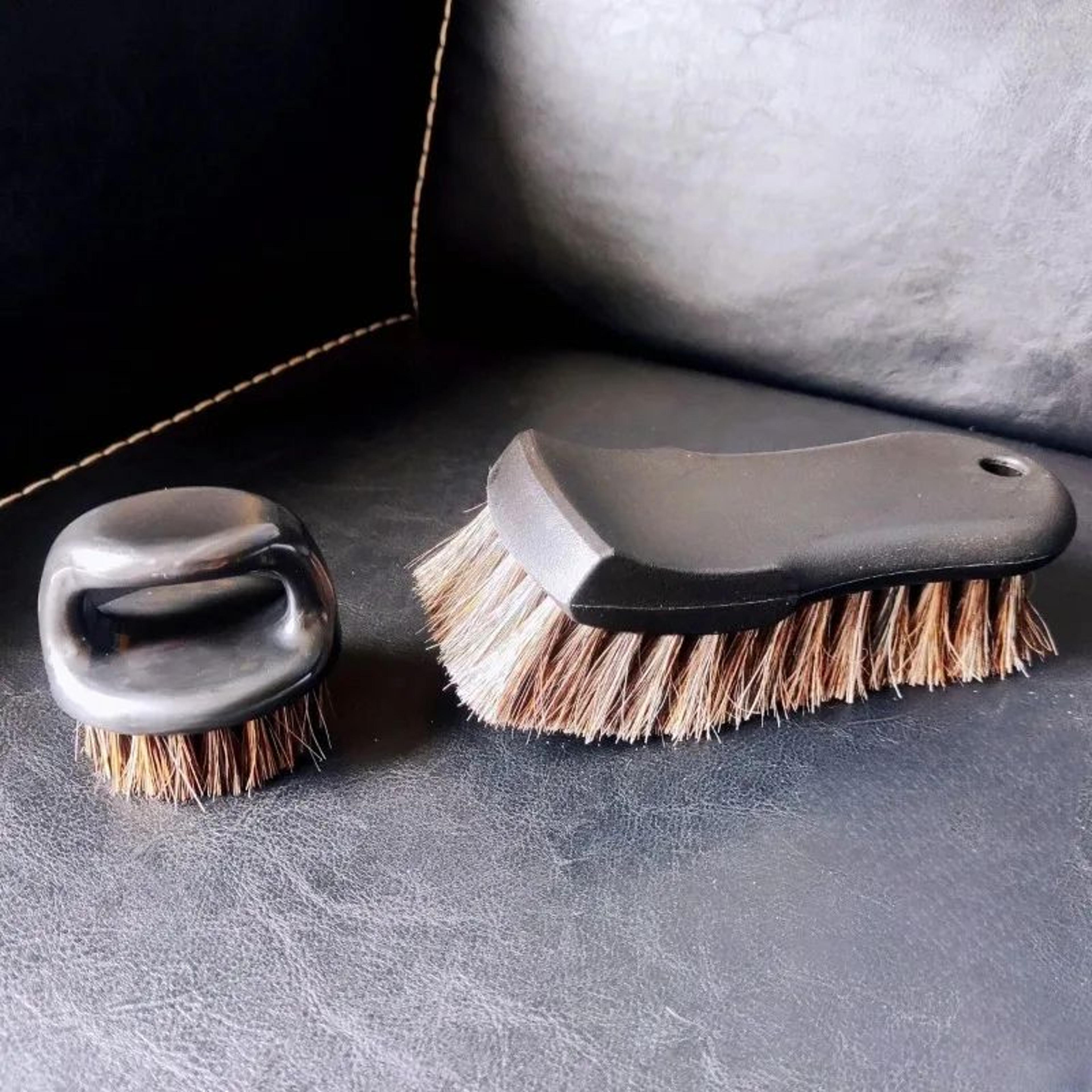 horsehair leather cleaning brush set for car detailing