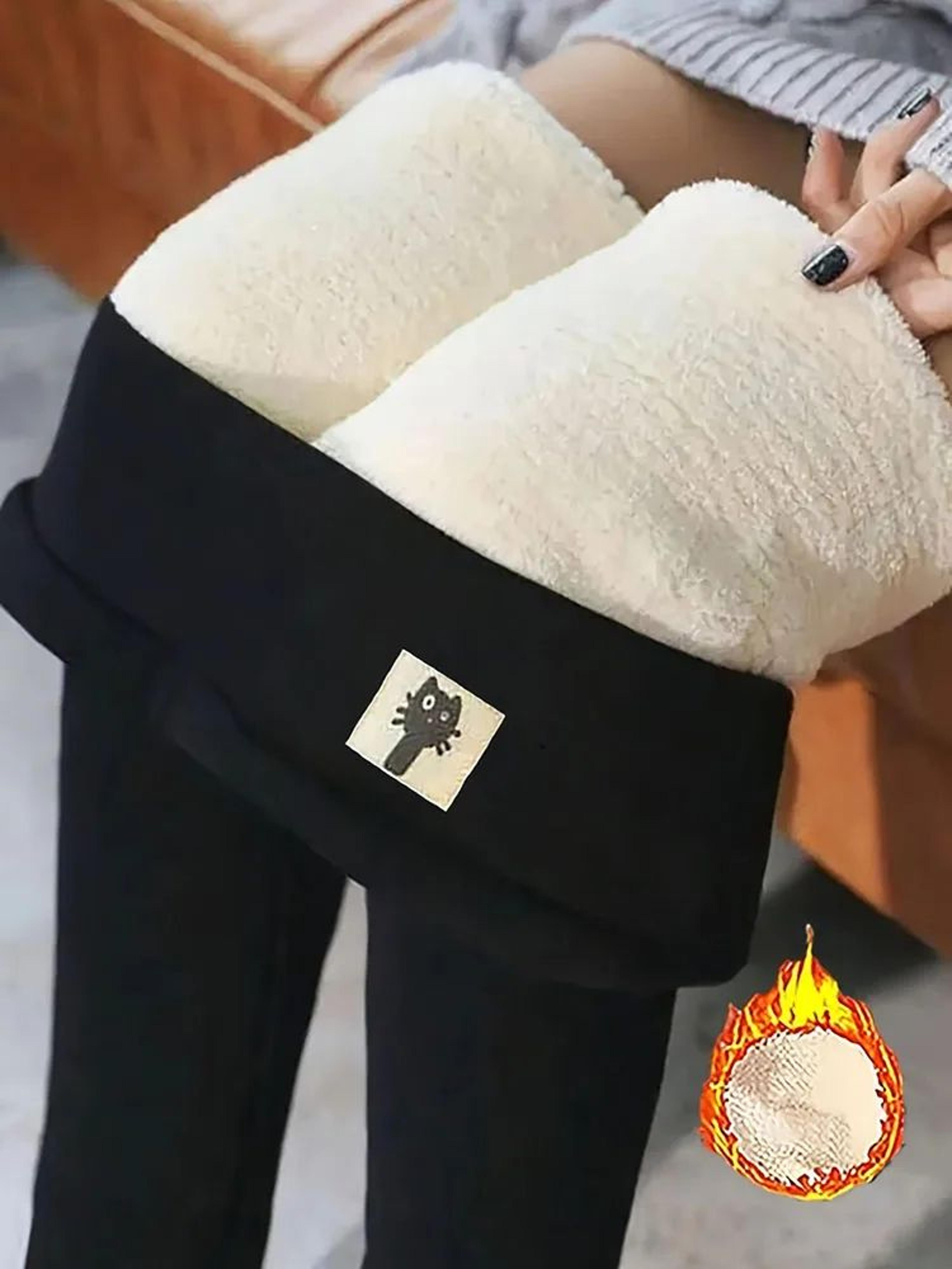 warm high waist fleece leggings for women