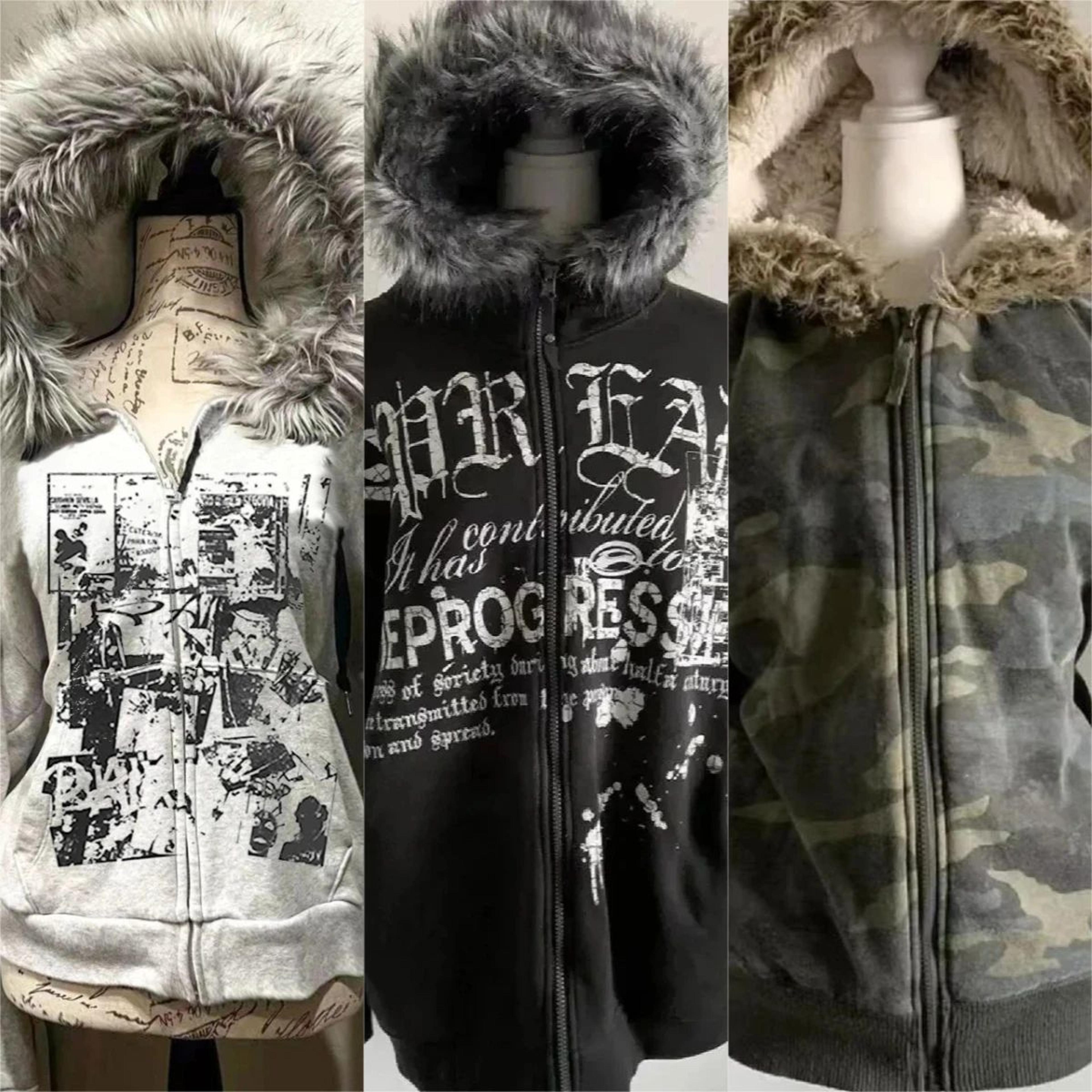 subculture gothic hooded faux fur coat