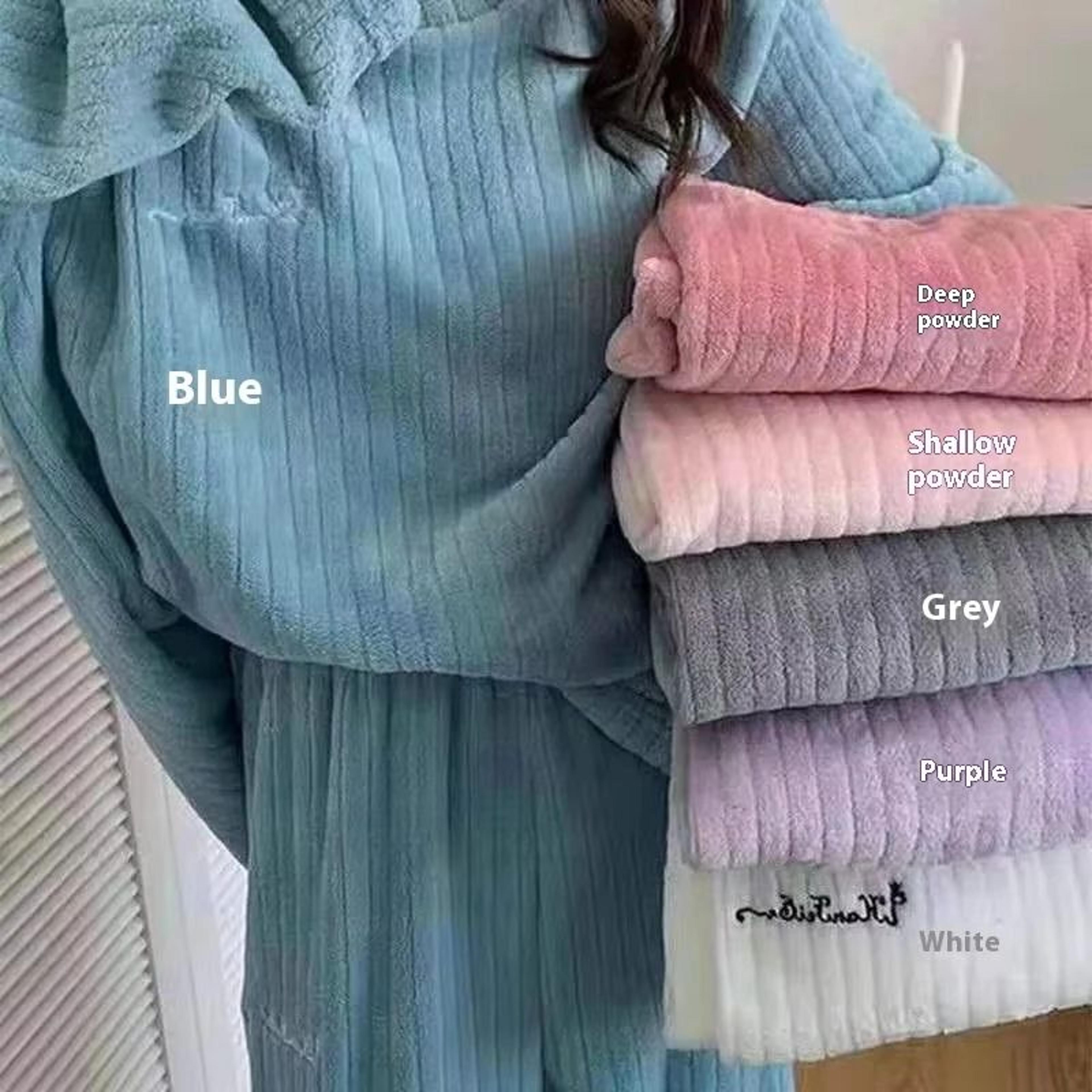 women winter coral velvet thick warm pajama set