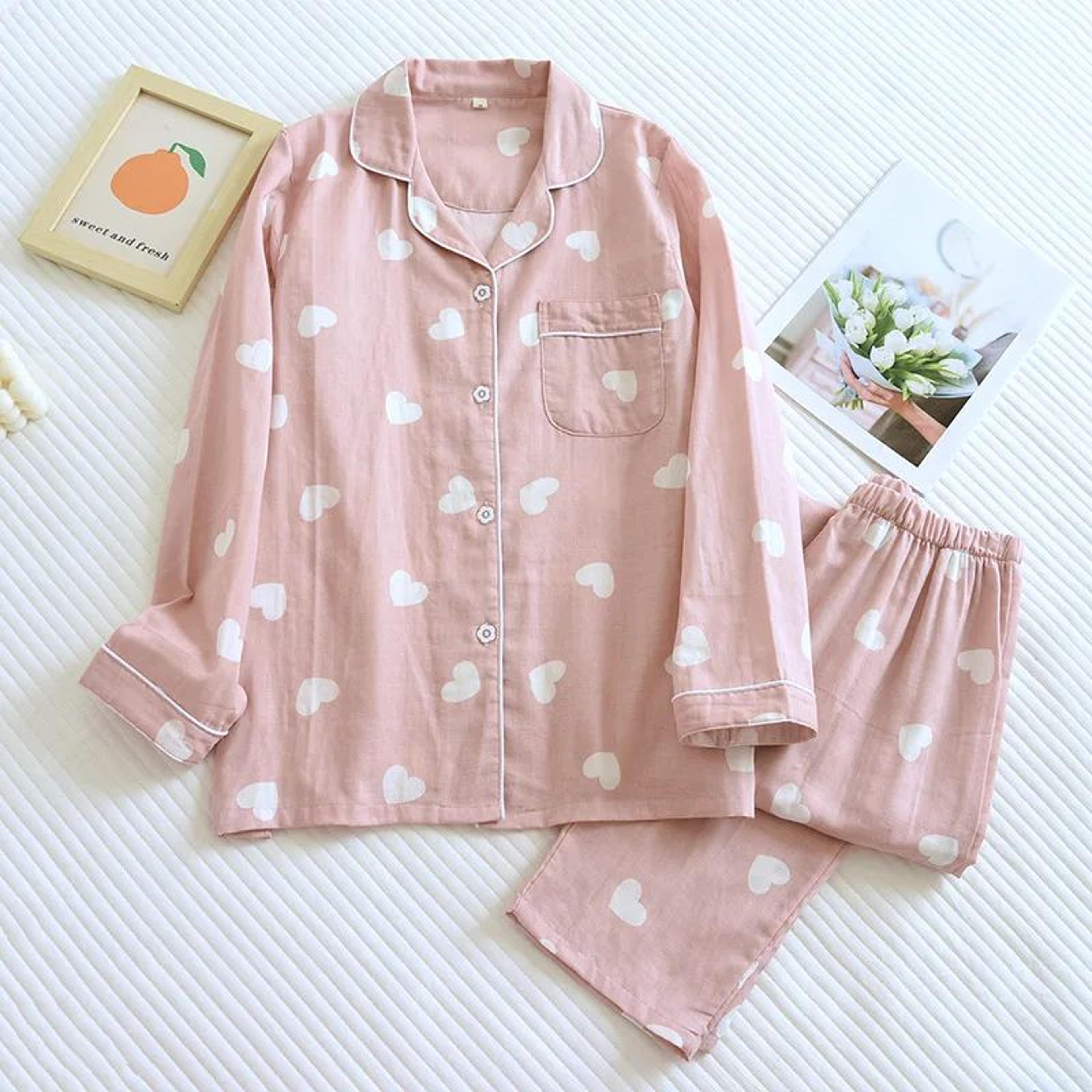 women 100 percent cotton long sleeve pajama set