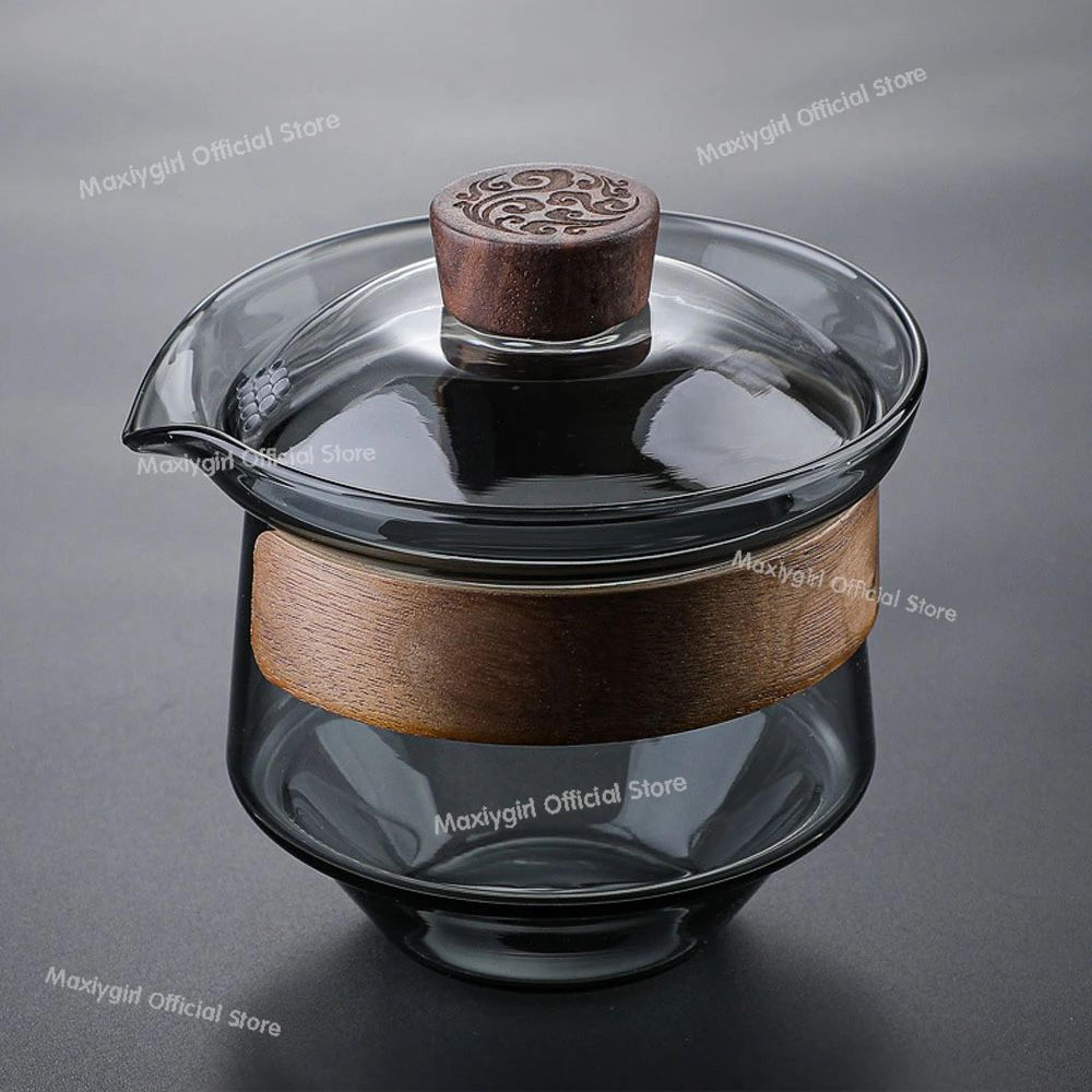 japanese heat resistant glass gaiwan tea cup with lid