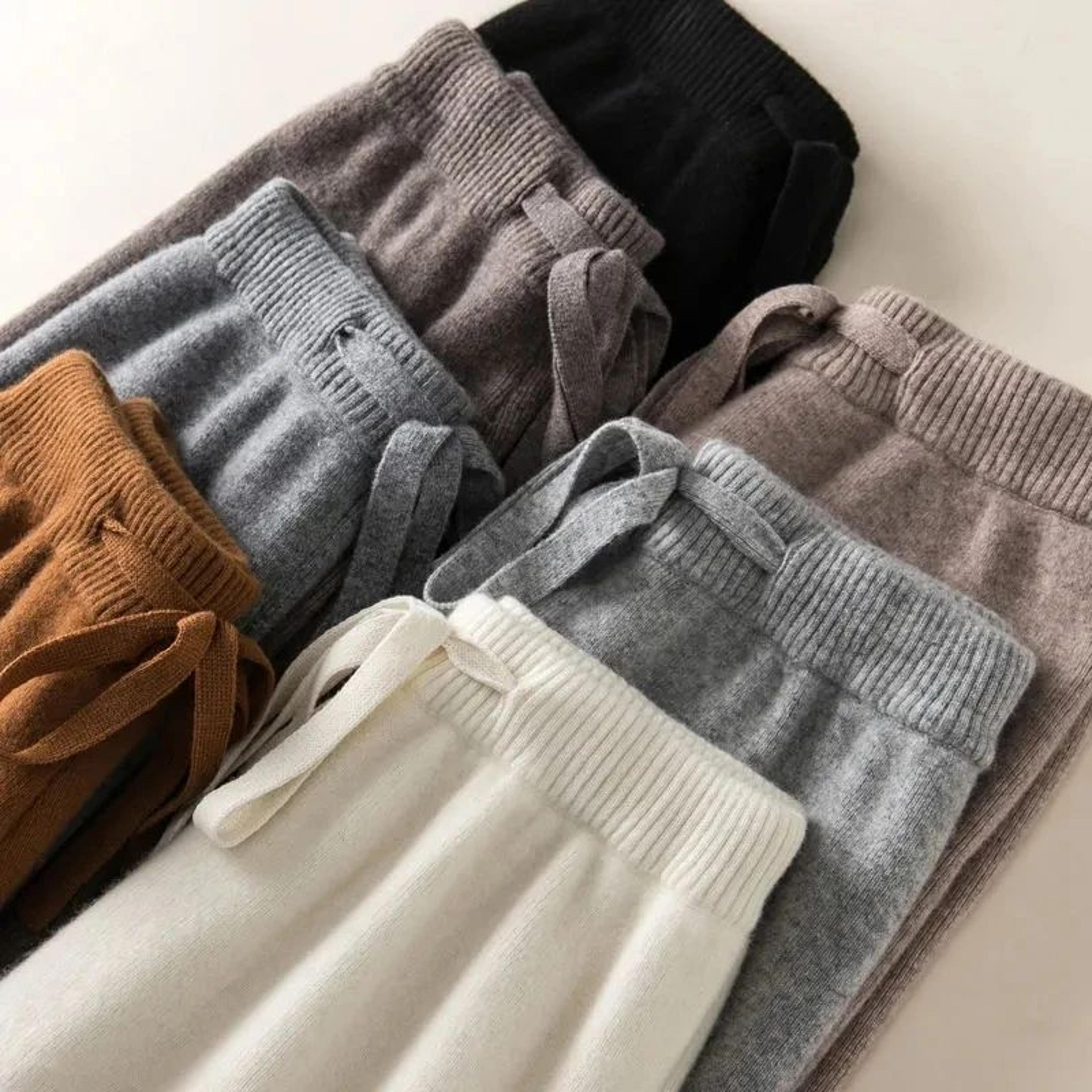 thick high waist knitted casual pants for women