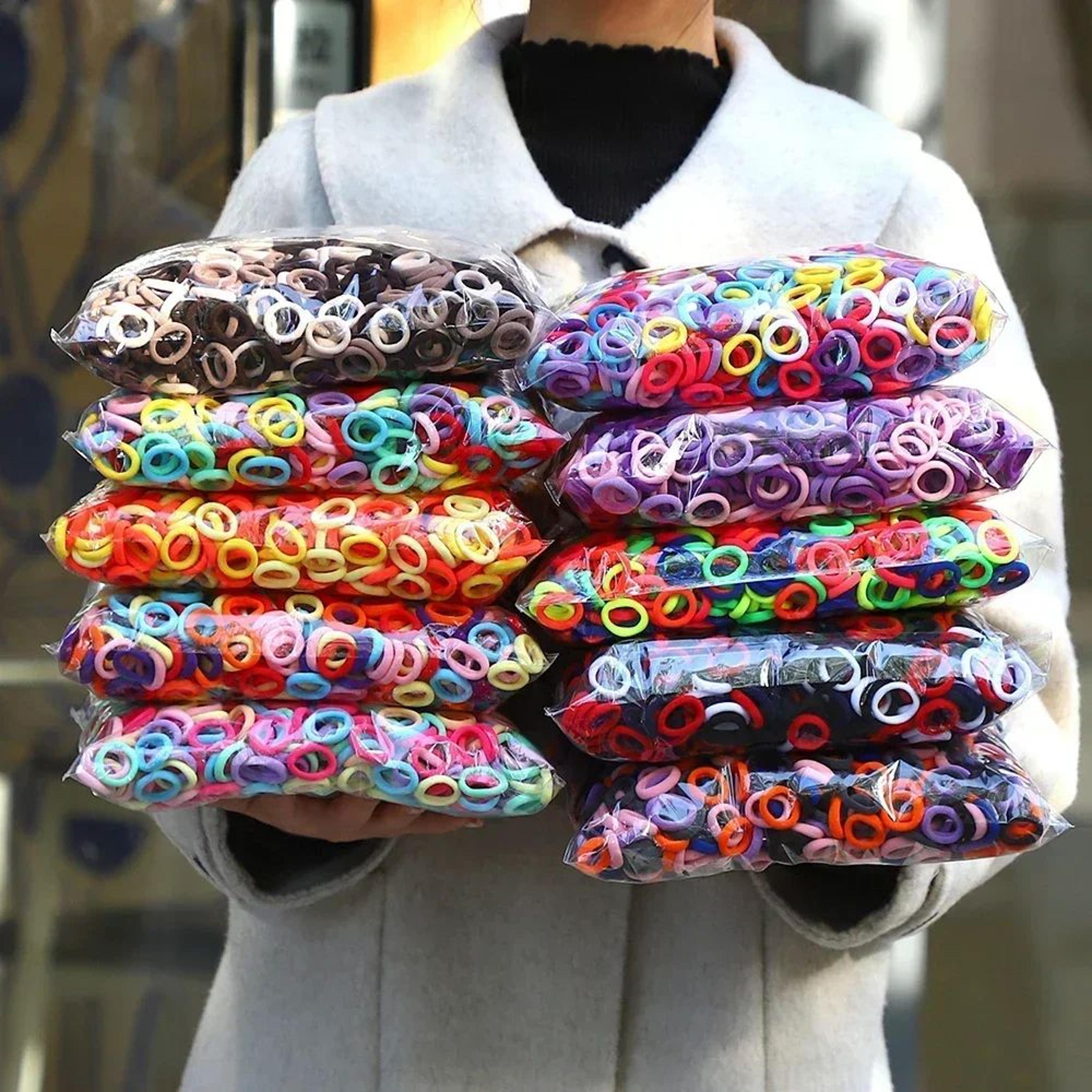 50 pc colorful nylon elastic hair ties set
