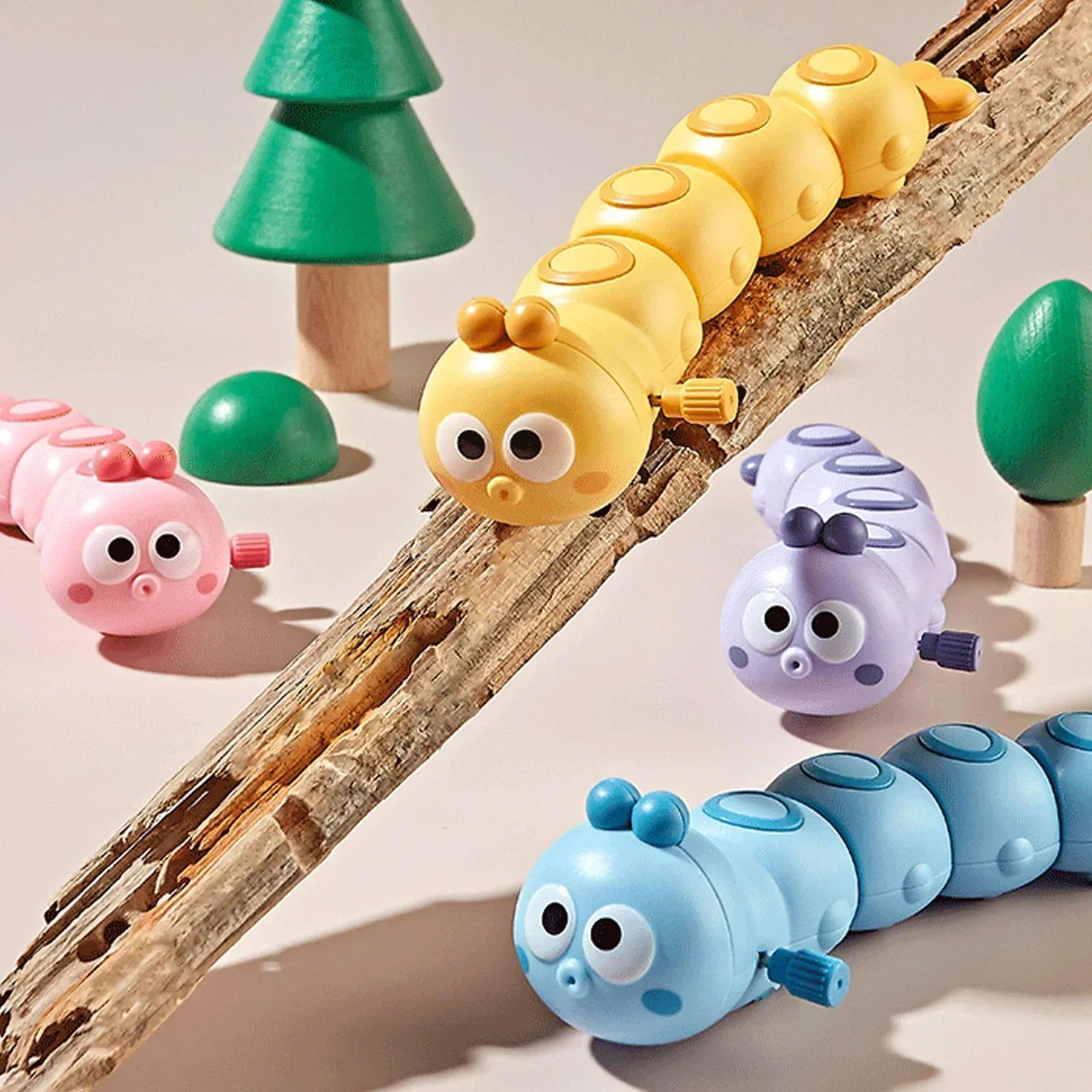 cartoon clockwork caterpillar crawling wind-up toy