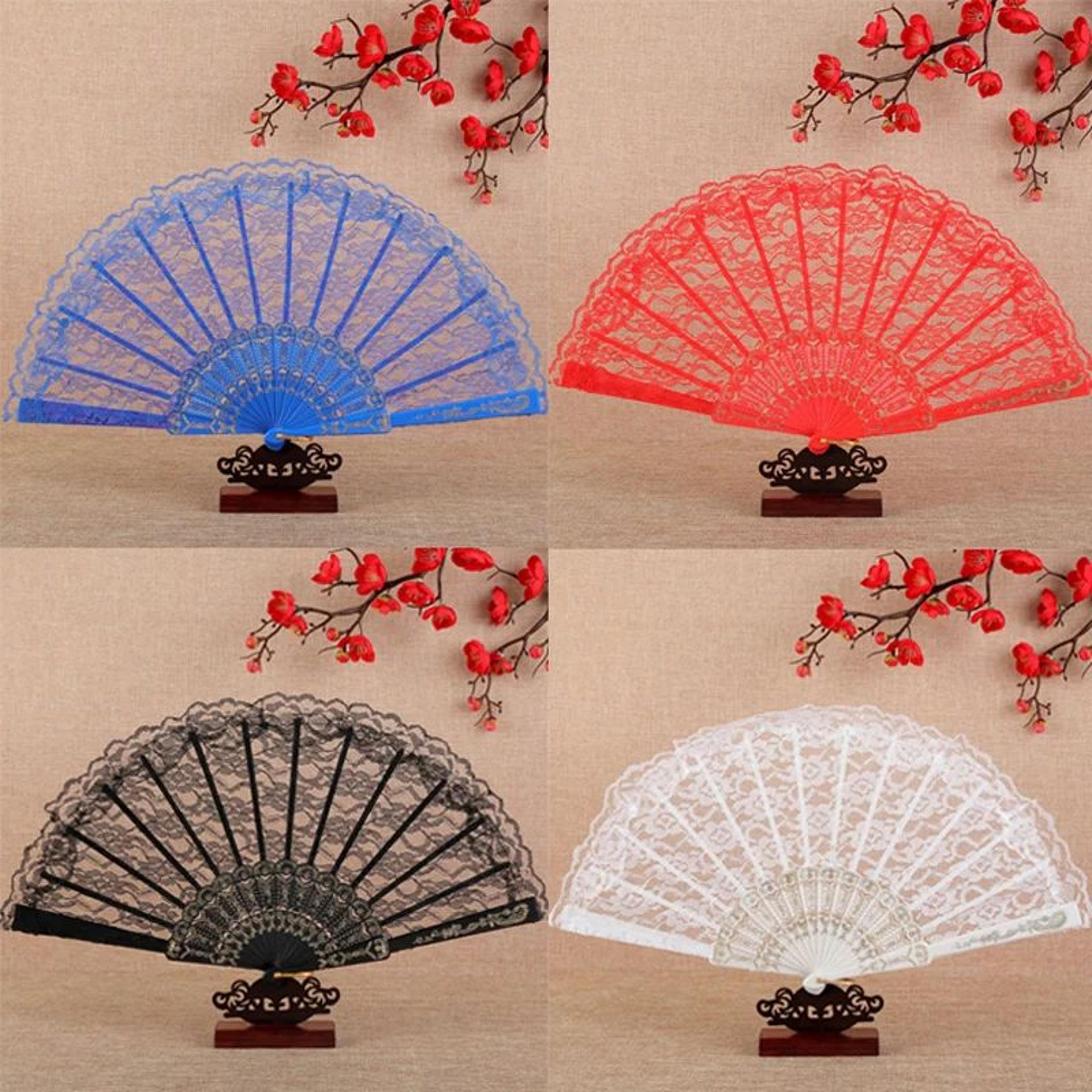 victorian lace floral folding hand fan
