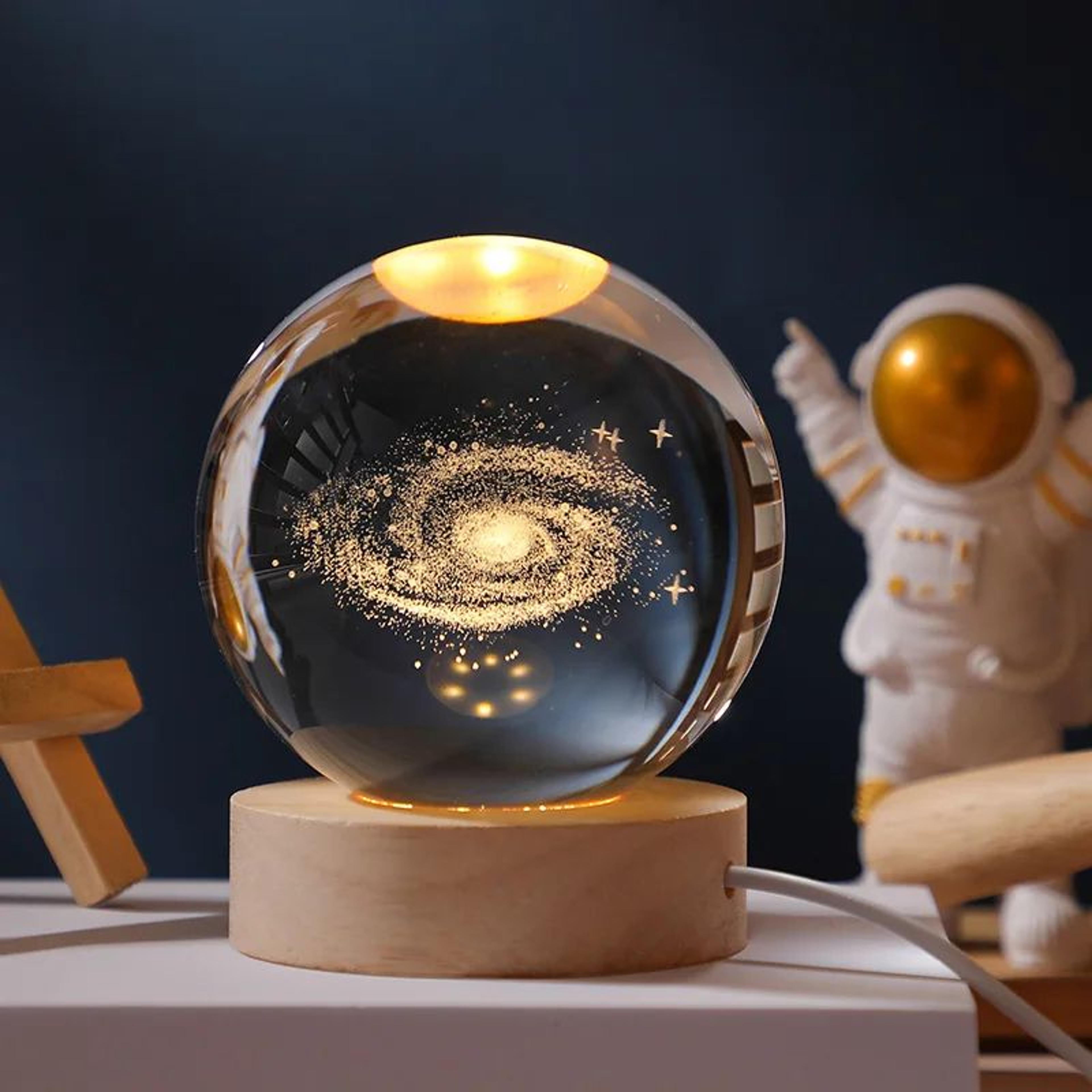 usb crystal ball night light with wooden base