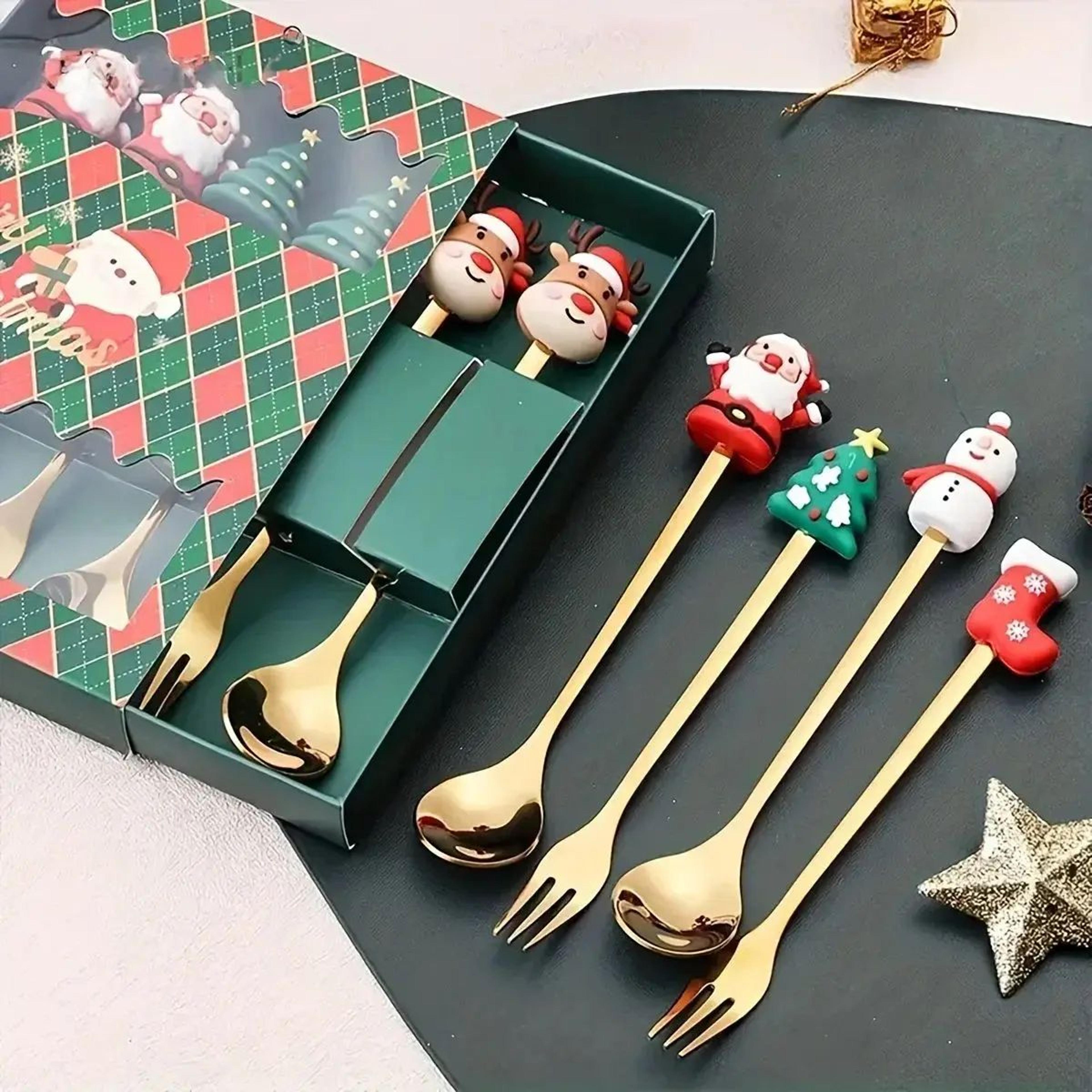 christmas themed stainless steel cutlery set
