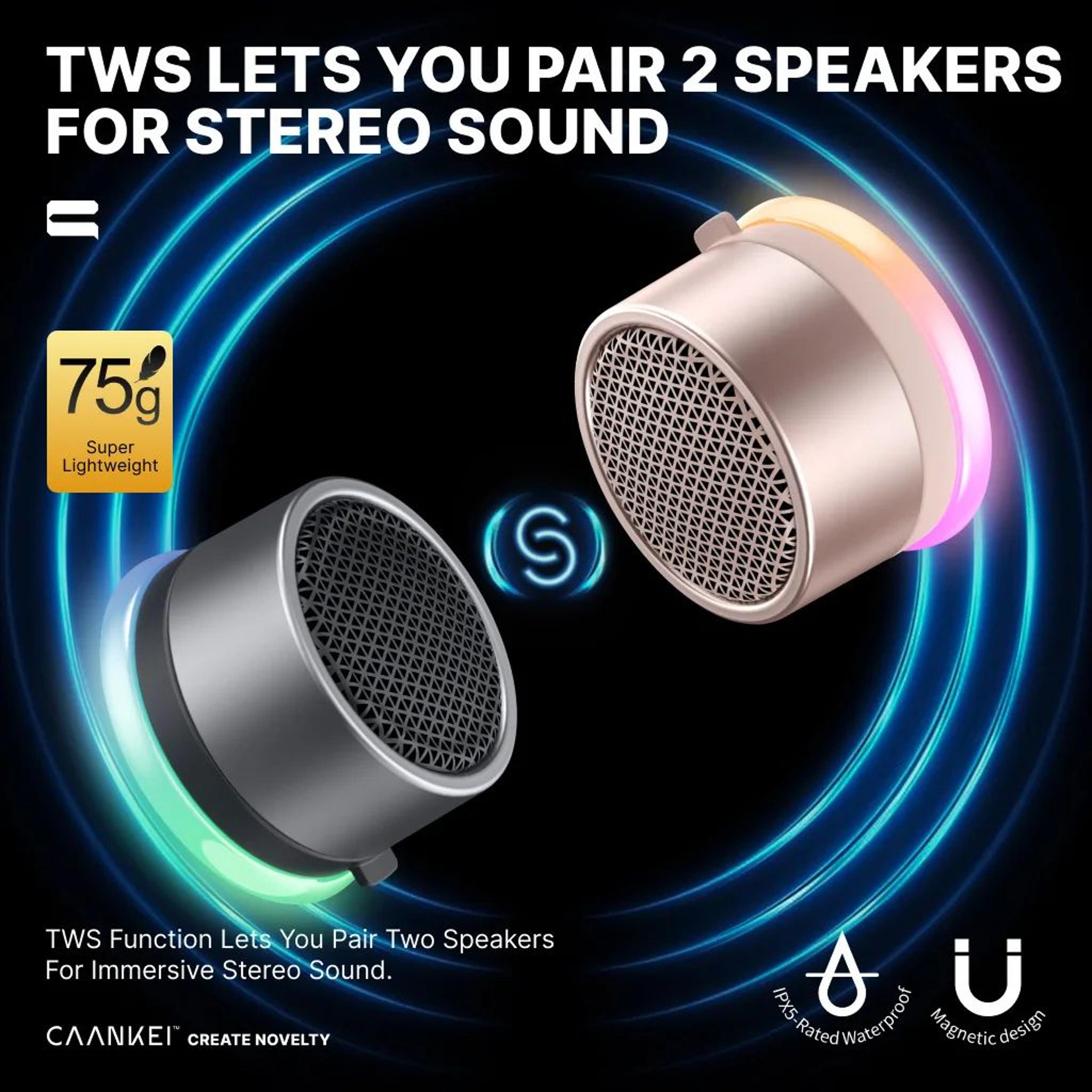 bluetooth magnetic mini waterproof speaker with rgb light