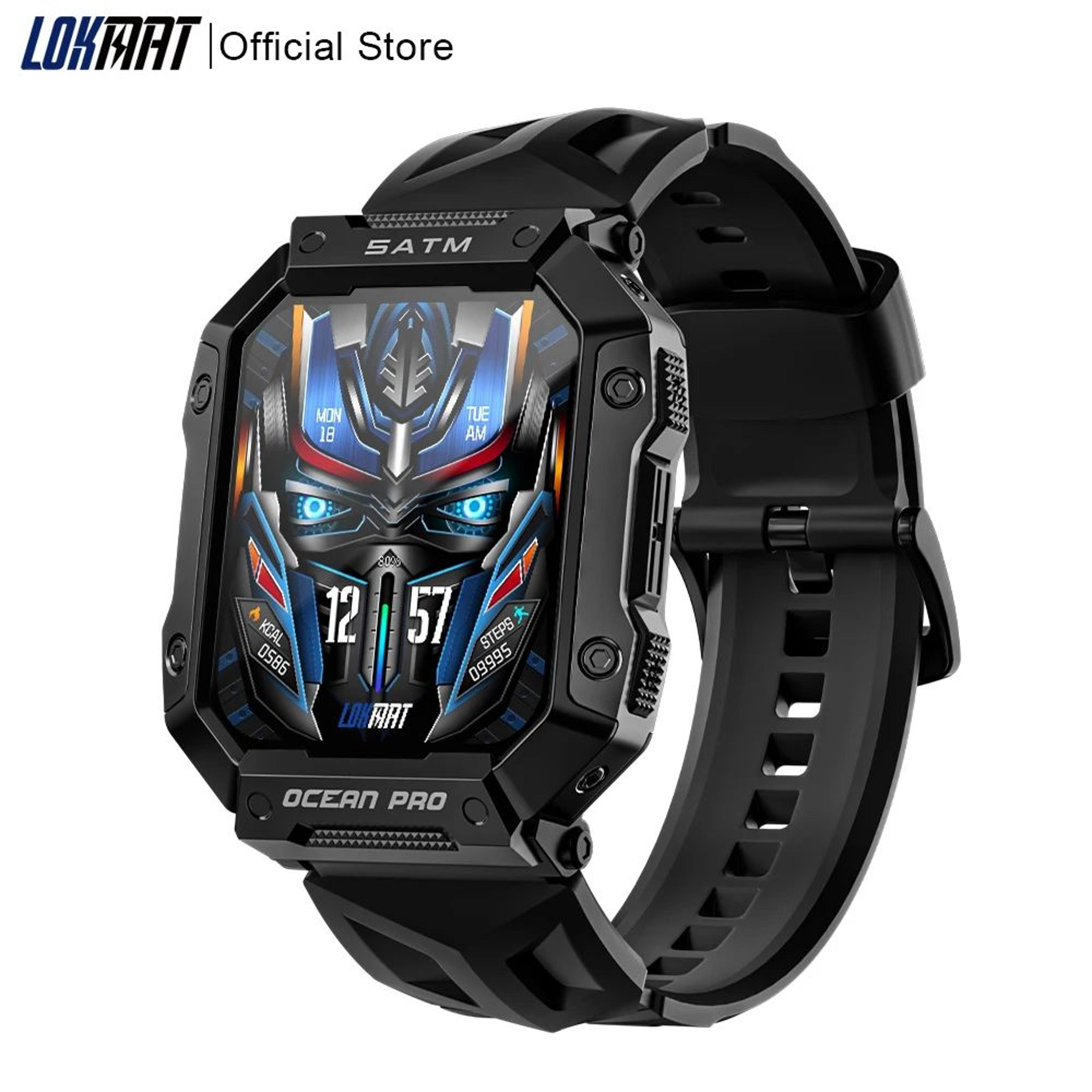 lokmat ocean pro rugged waterproof sport smartwatch (black)
