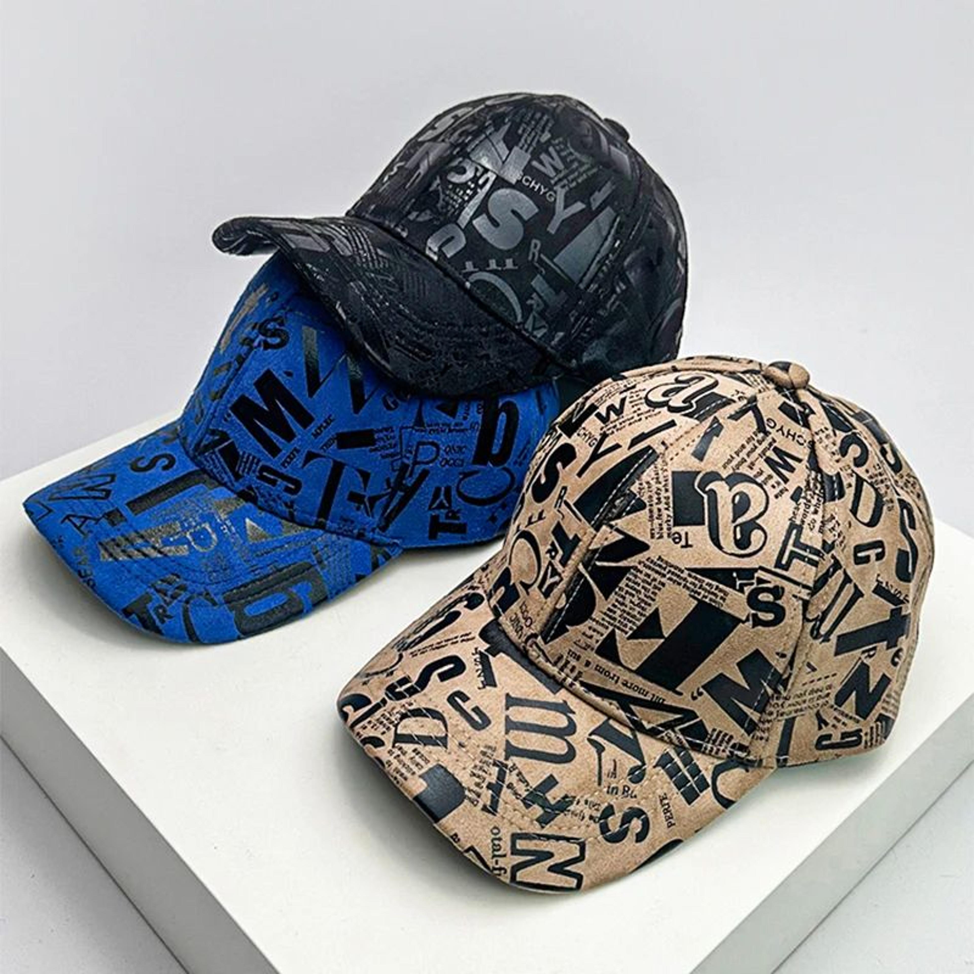 kpop graffiti letter vegan leather baseball cap