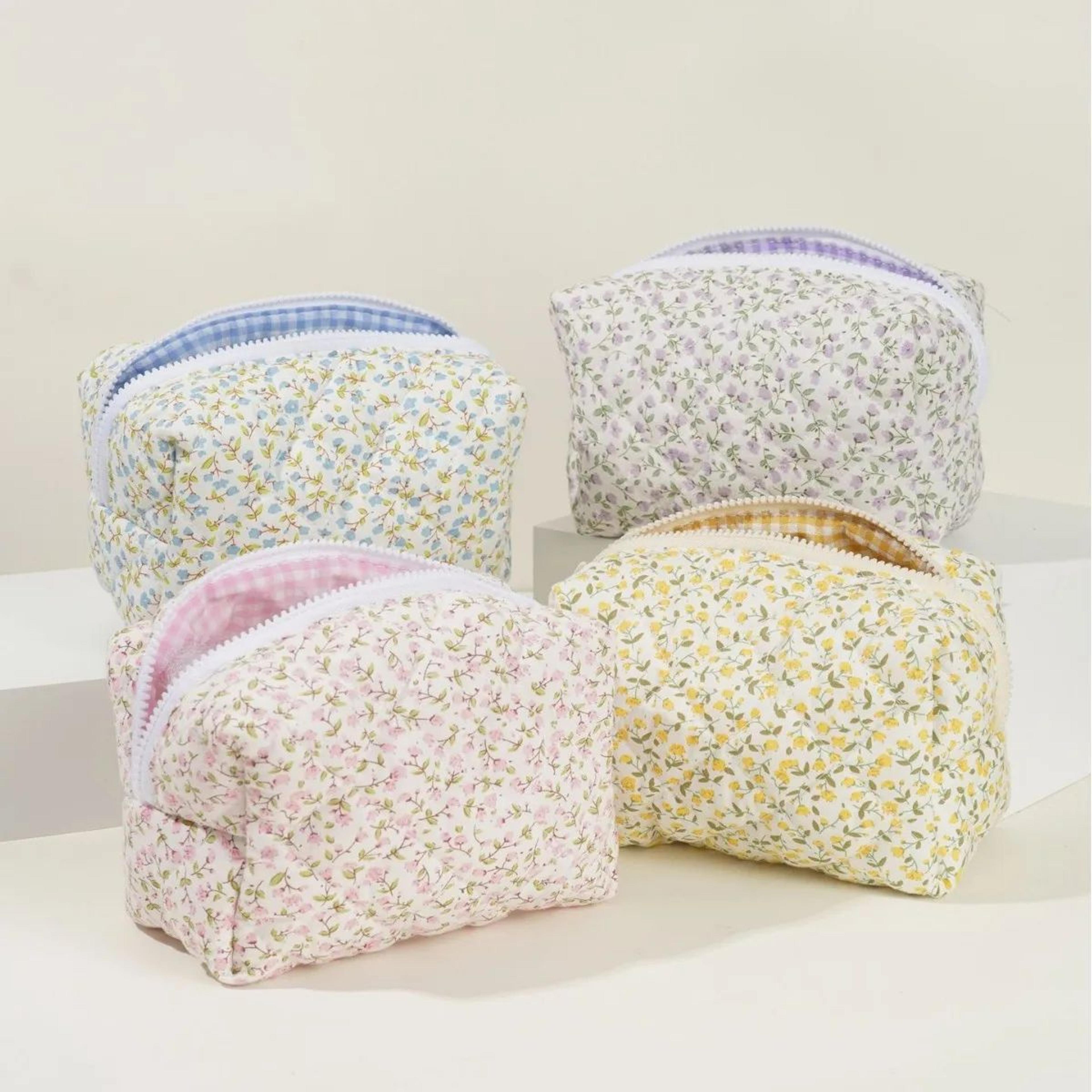 floral quilted cosmetic bag large capacity makeup organizer