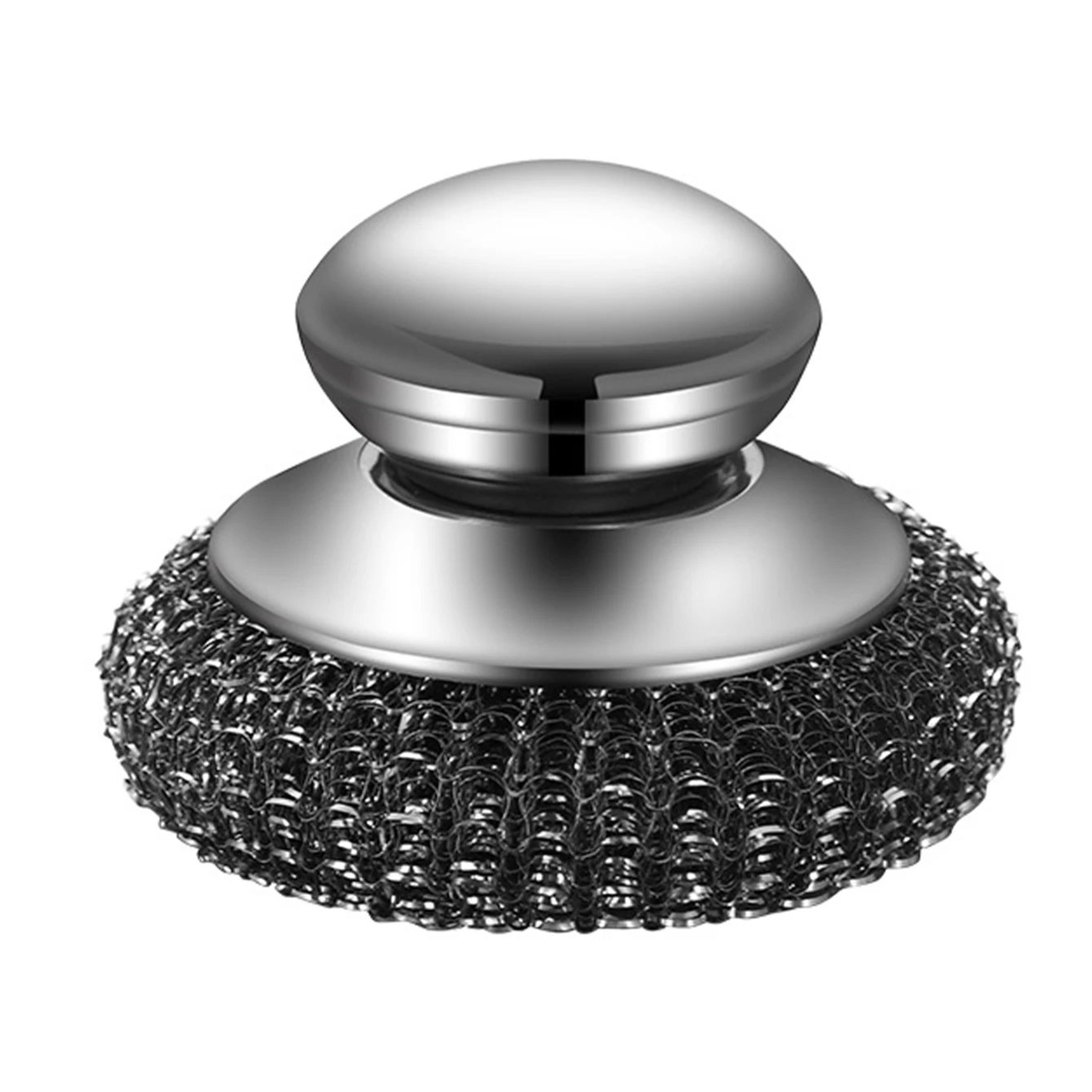 stainless steel wool scrubber brush with handle