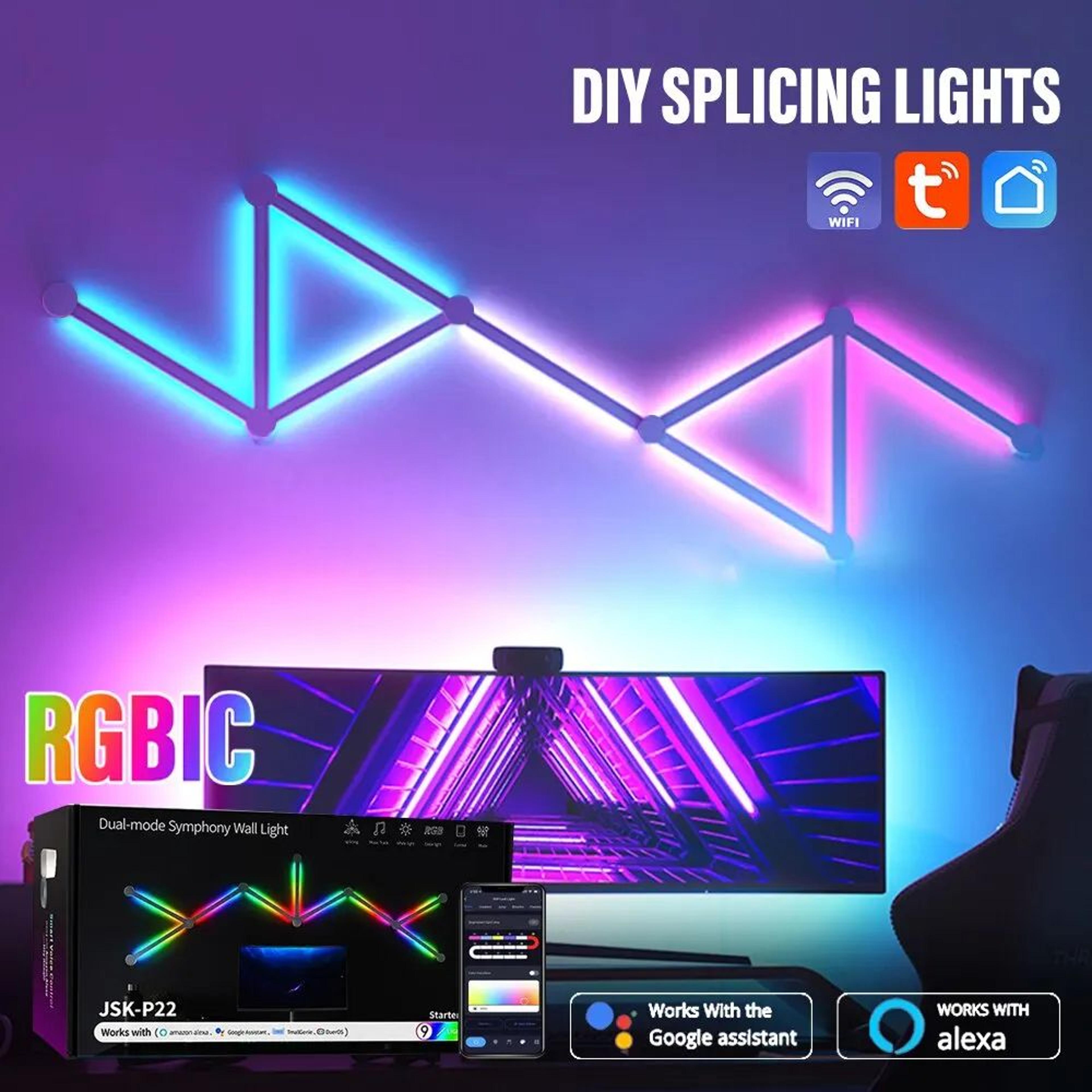 rgb smart wall light panels with bluetooth sound control