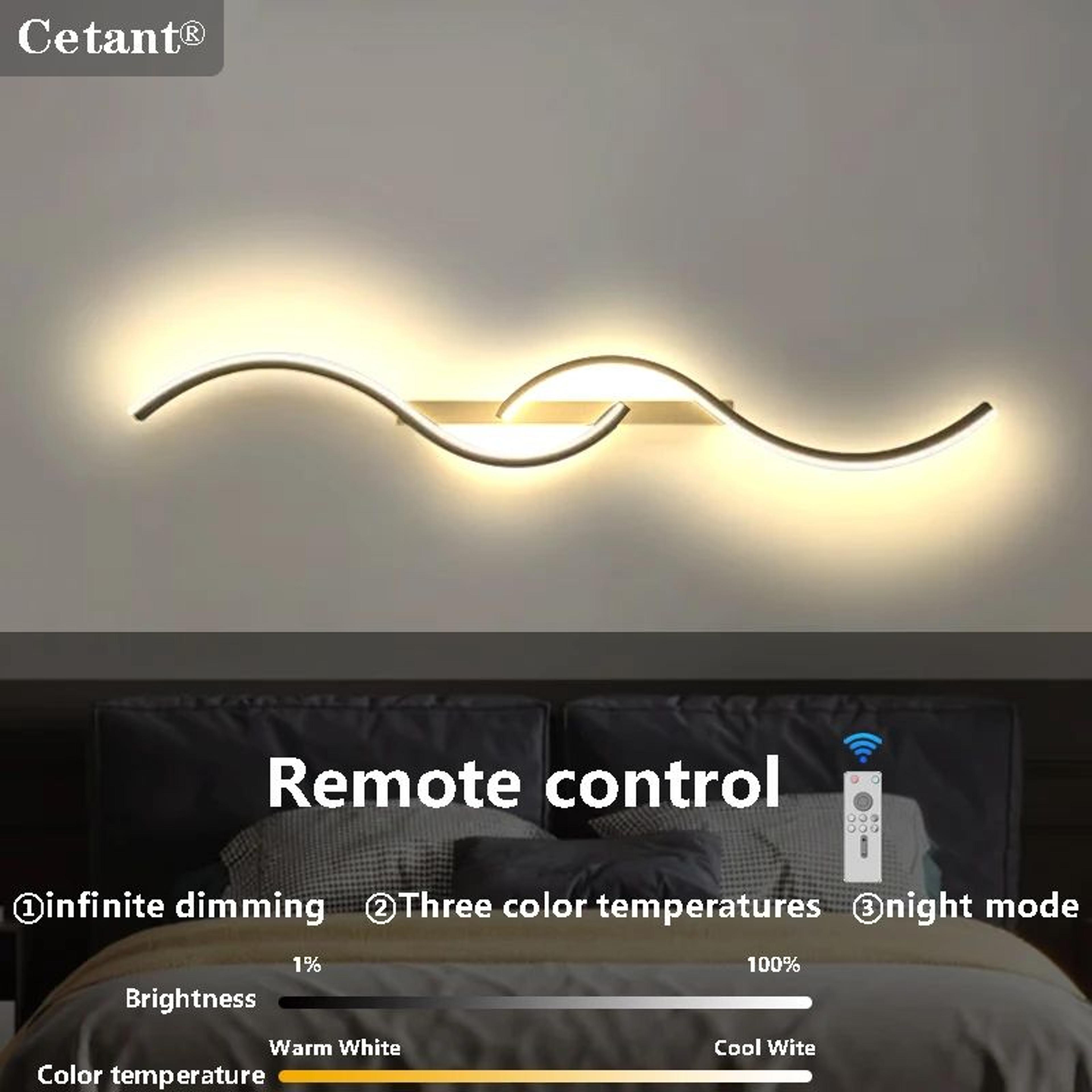 smart led wall lamp with remote control adjustable brightness