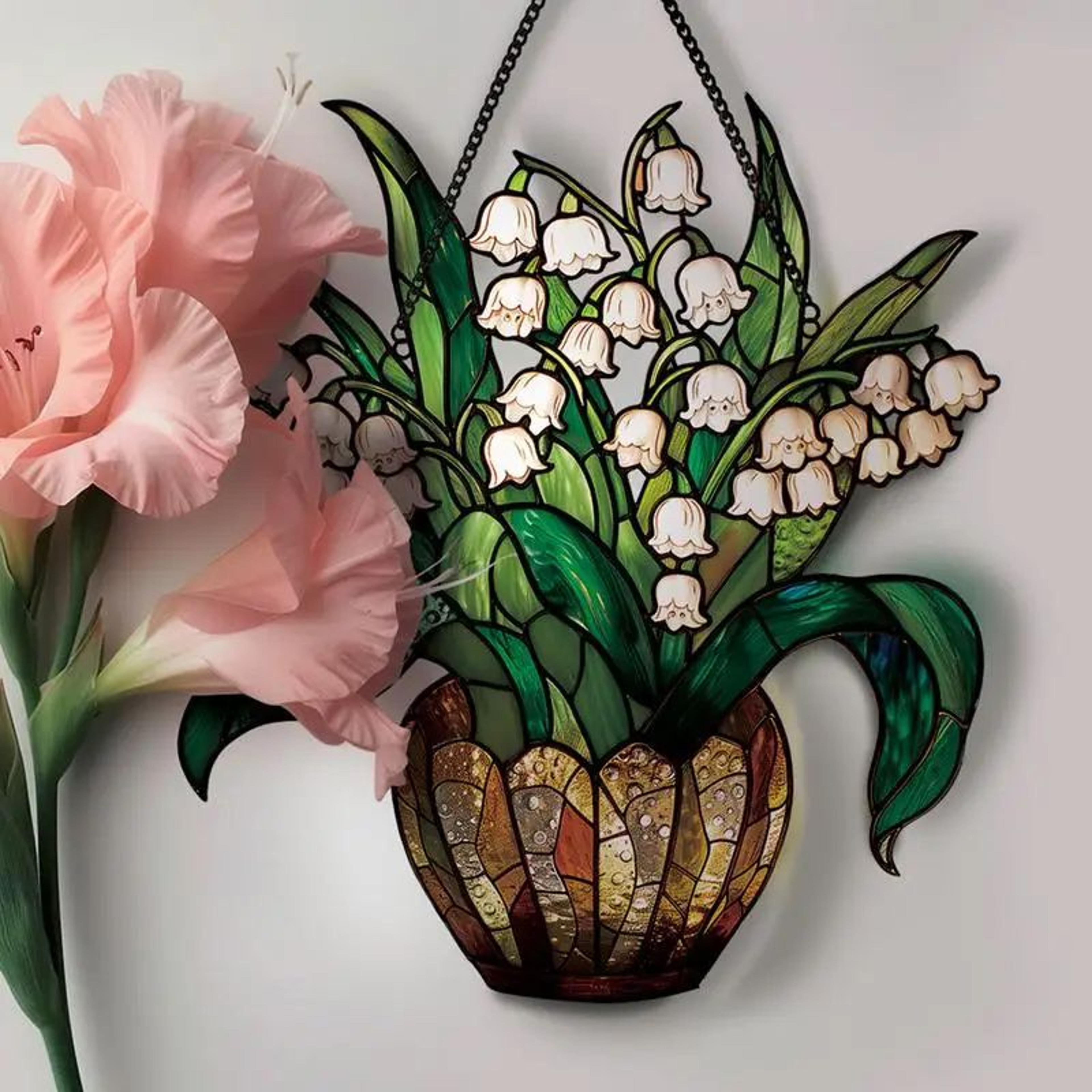 lily of the valley flower sun catcher window hanging decor