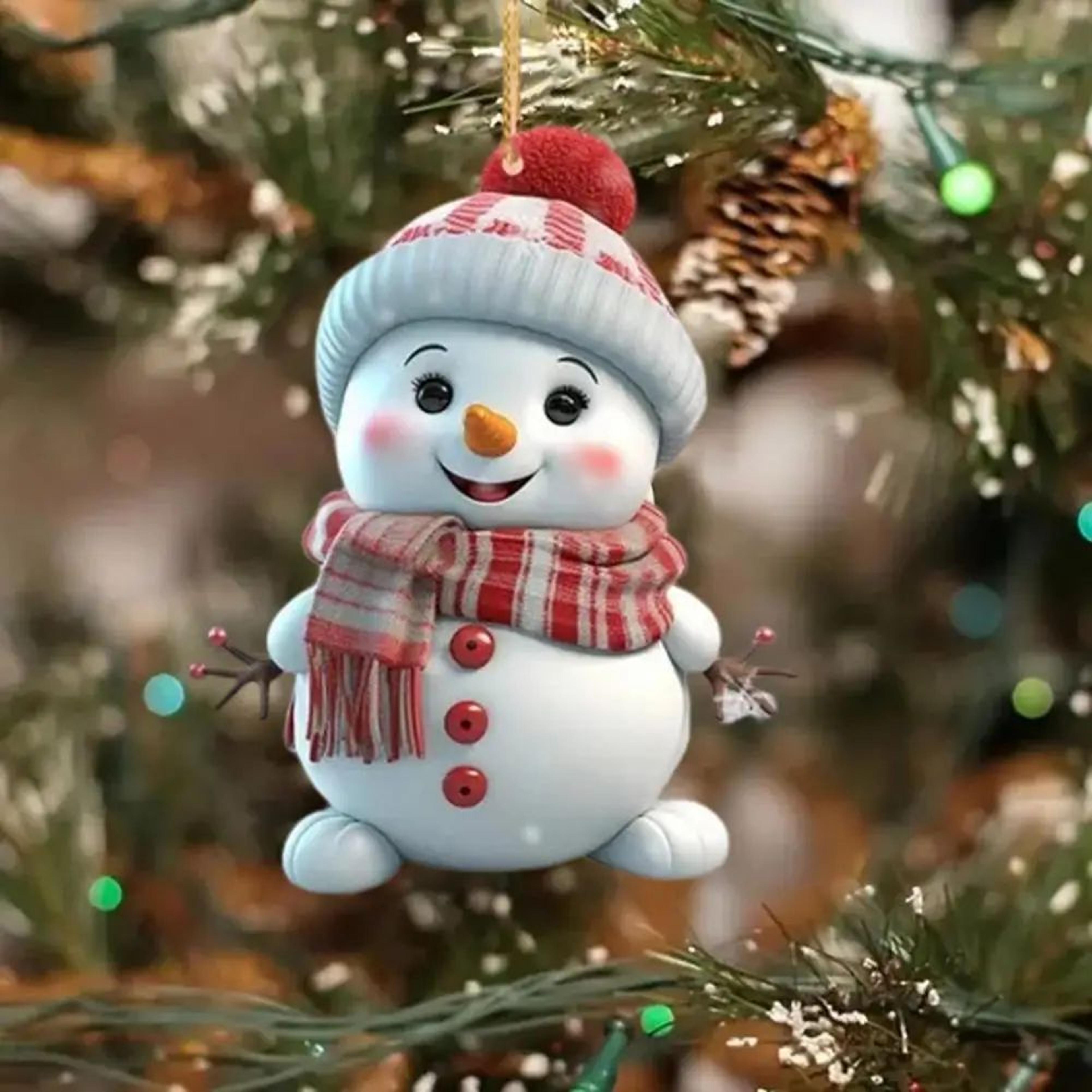 5pcs acrylic snowman christmas tree hanging ornaments