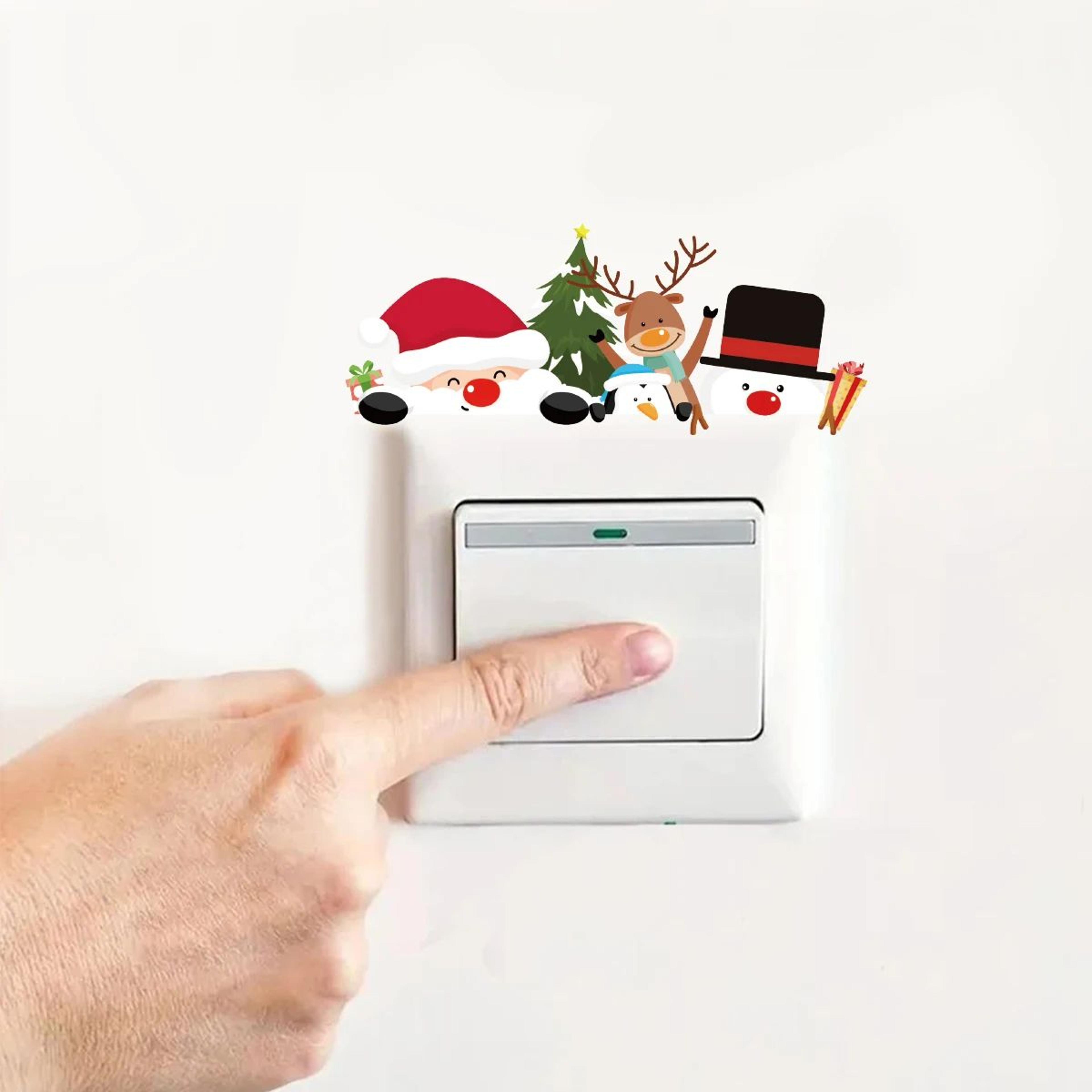 4pcs santa reindeer christmas light switch wall stickers