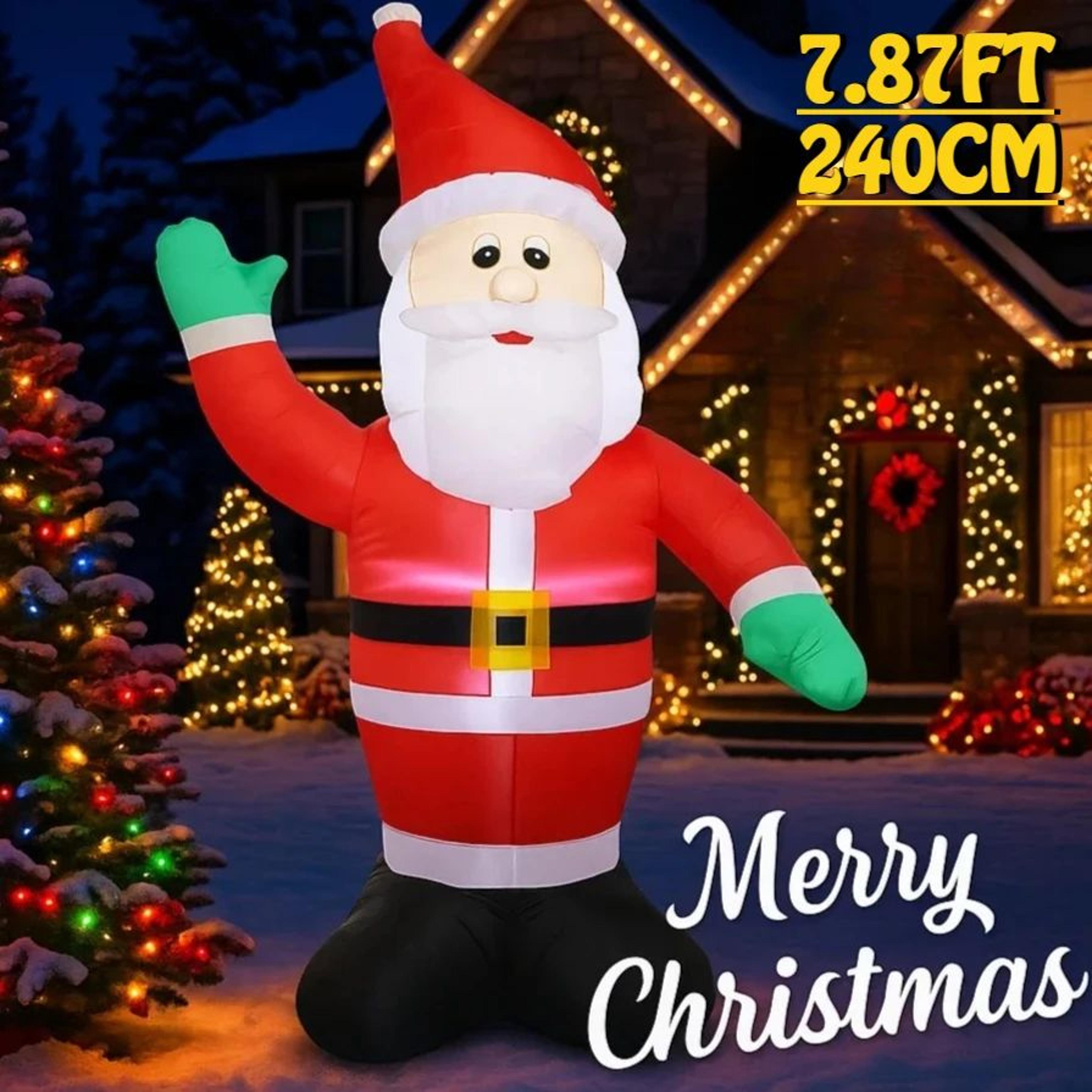 7.87ft led inflatable waving santa christmas yard decoration