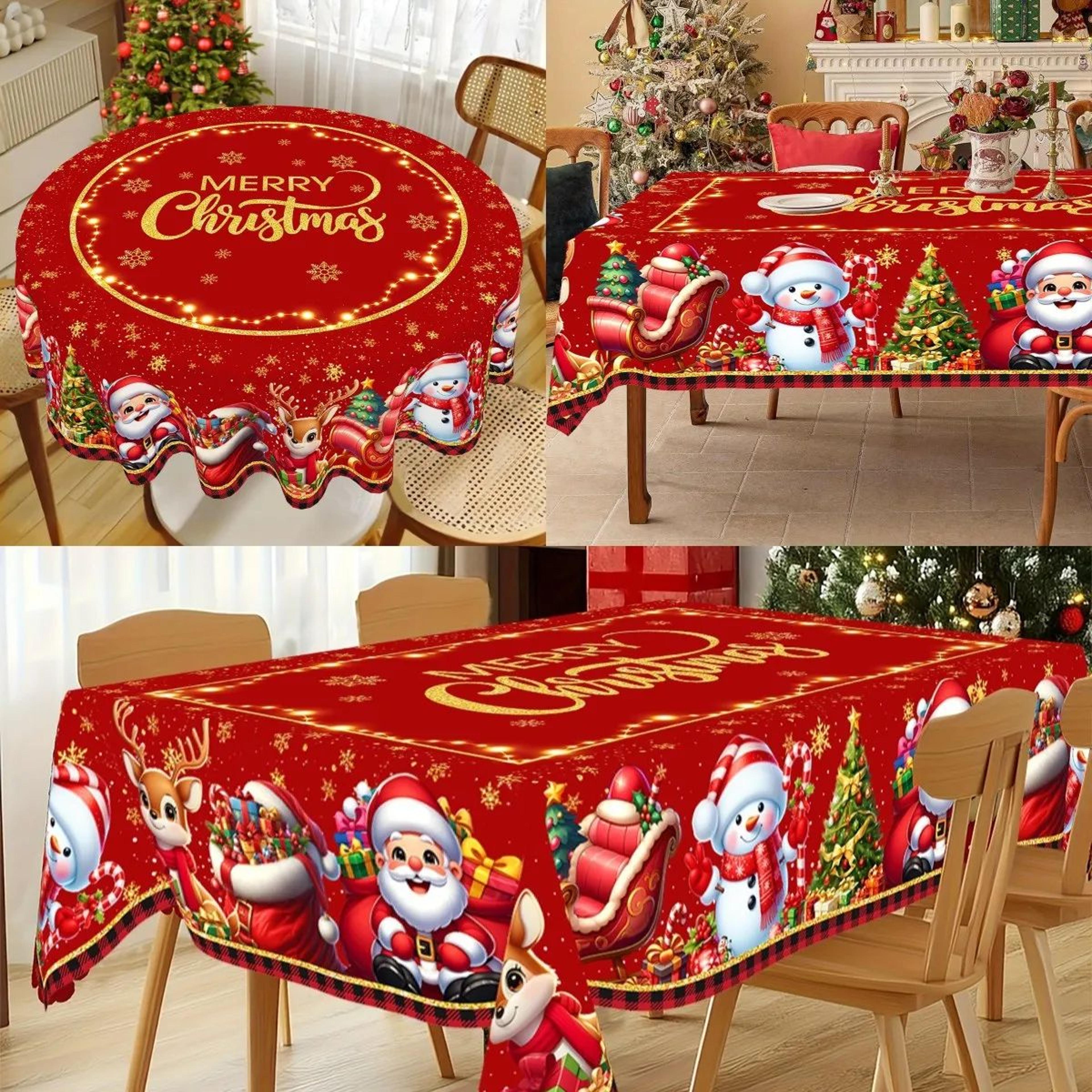 santa claus christmas tablecloth for holiday party decor