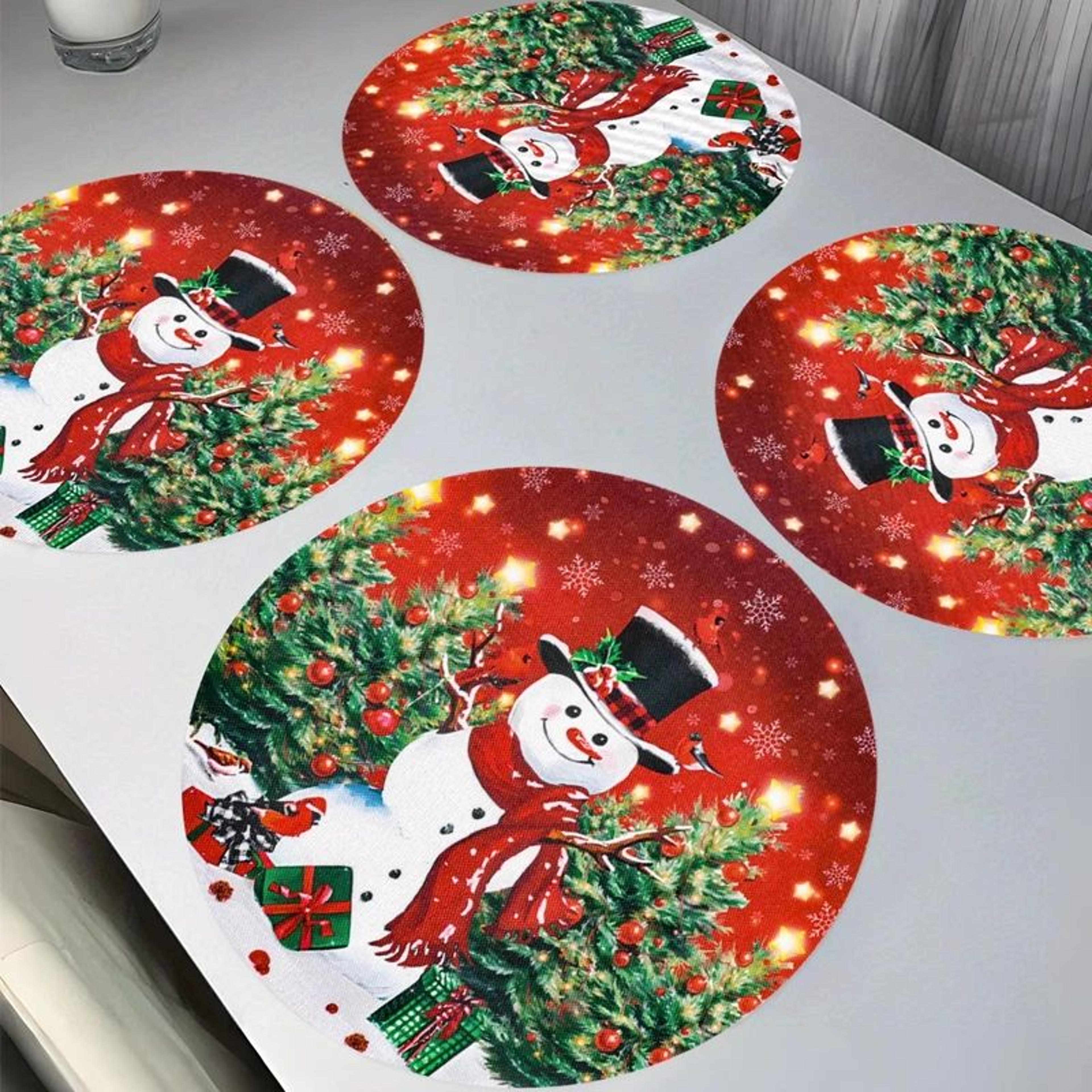 christmas santa snowman linen placemat table mat