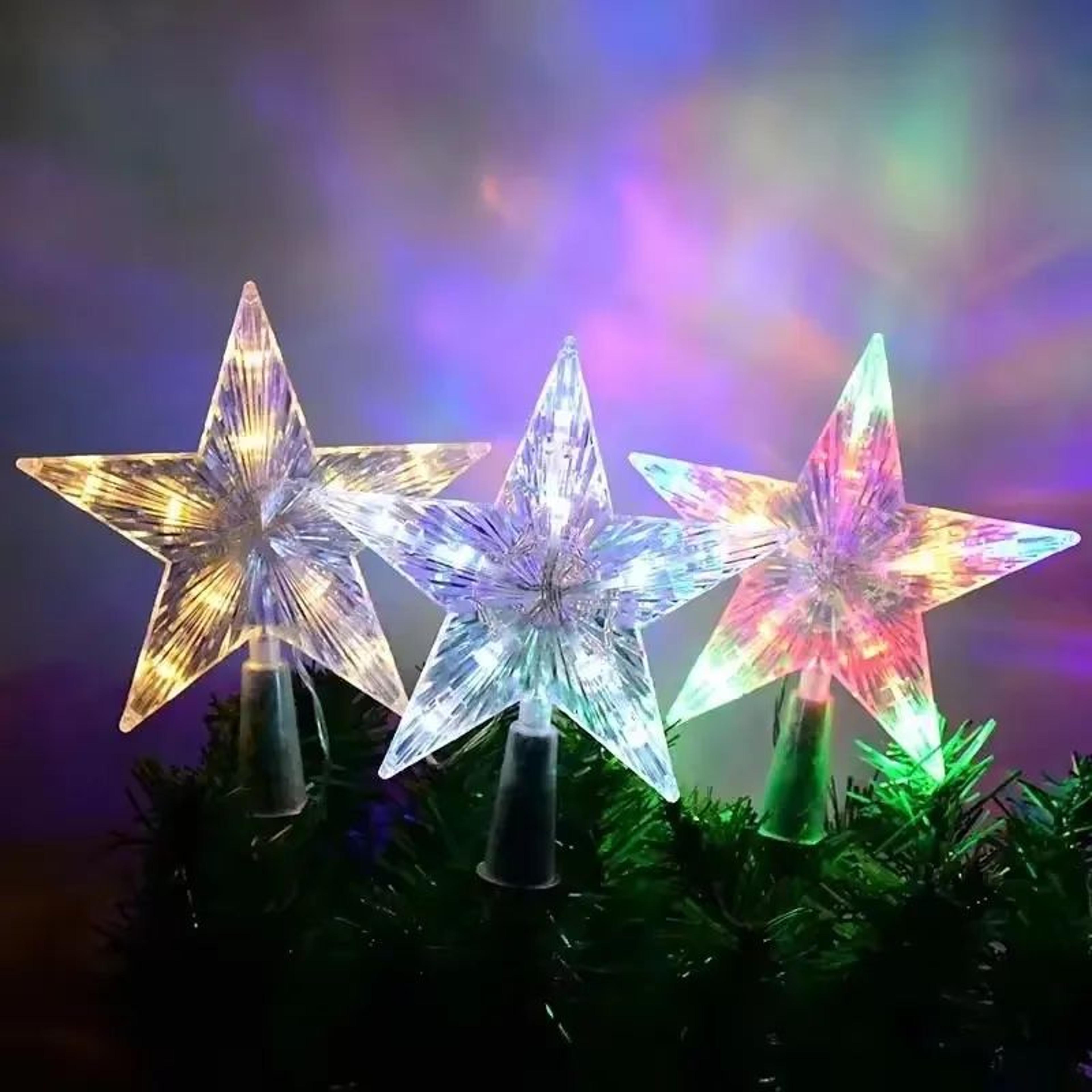glowing glitter star christmas tree topper ornament