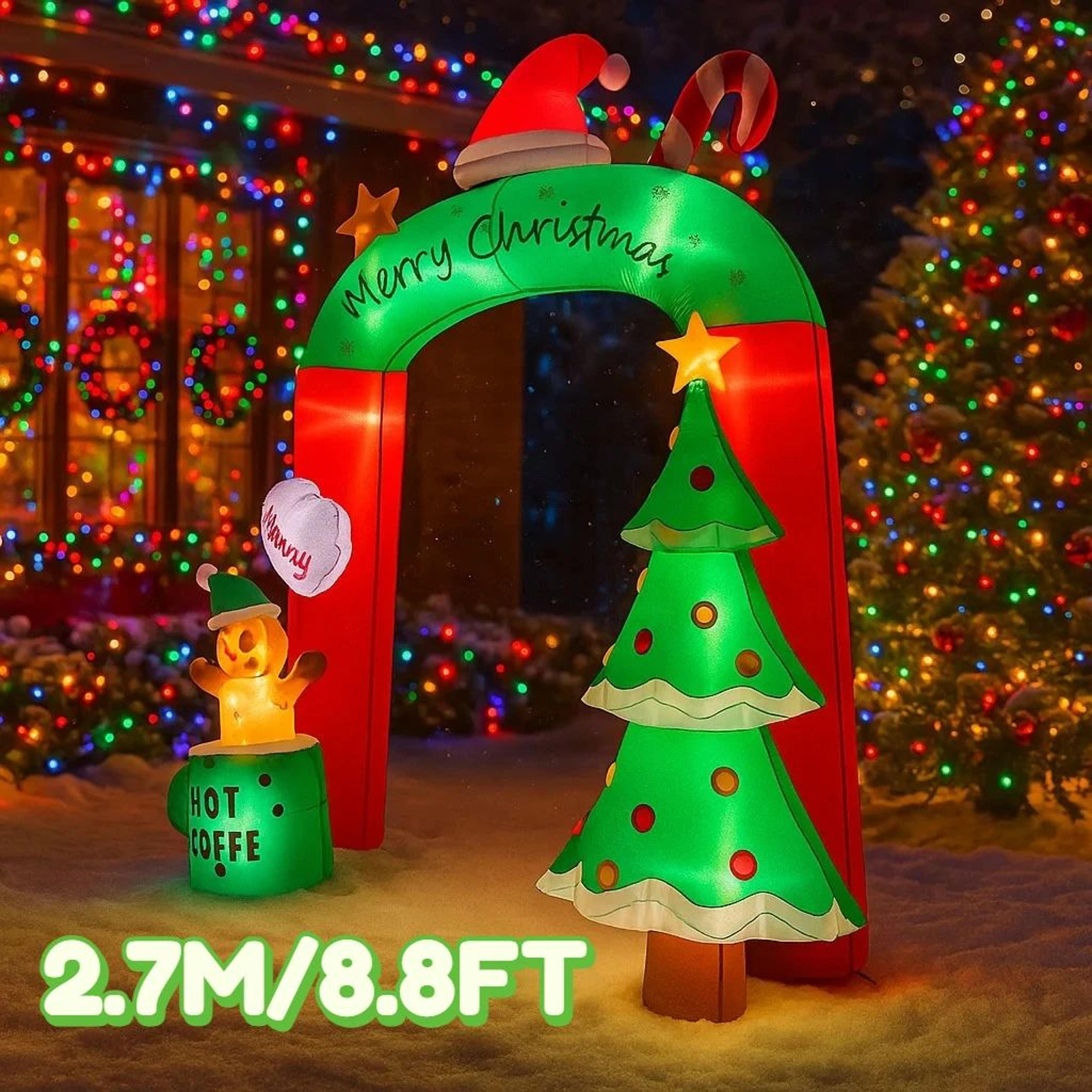 giant christmas inflatable bear coffee mug archway with led lights