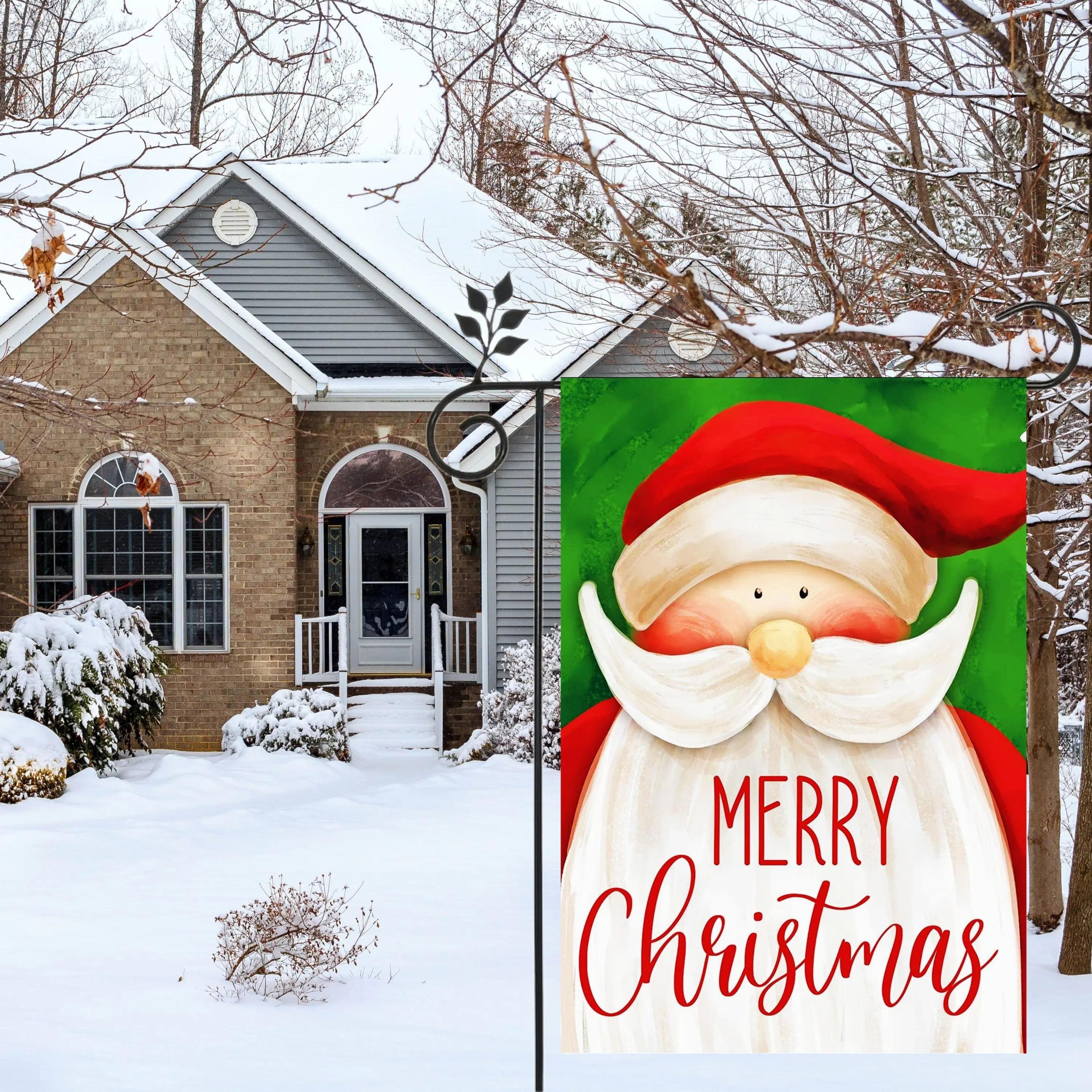 santa claus christmas garden flag double sided outdoor decor