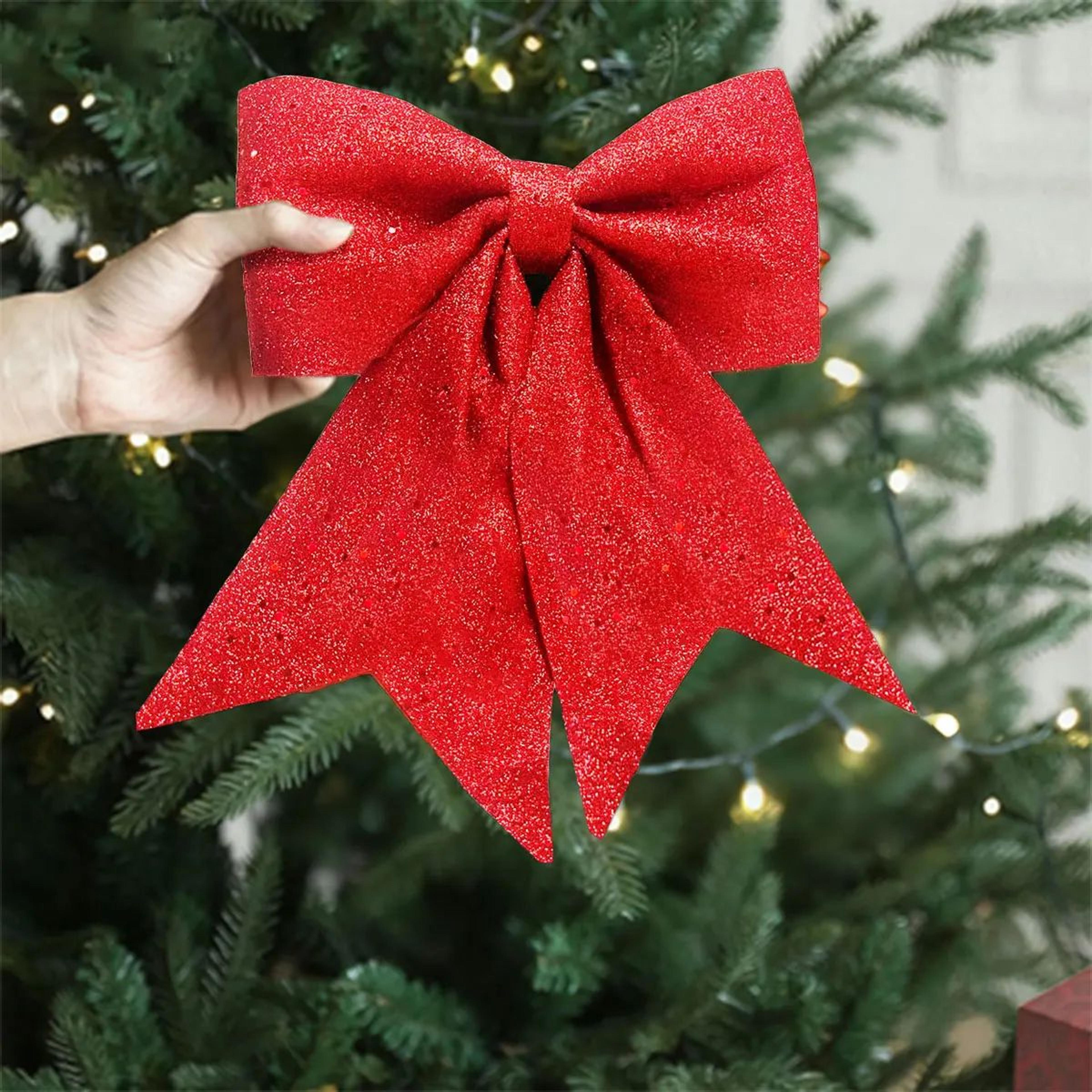 sequined christmas bow ornament for tree and holiday decor