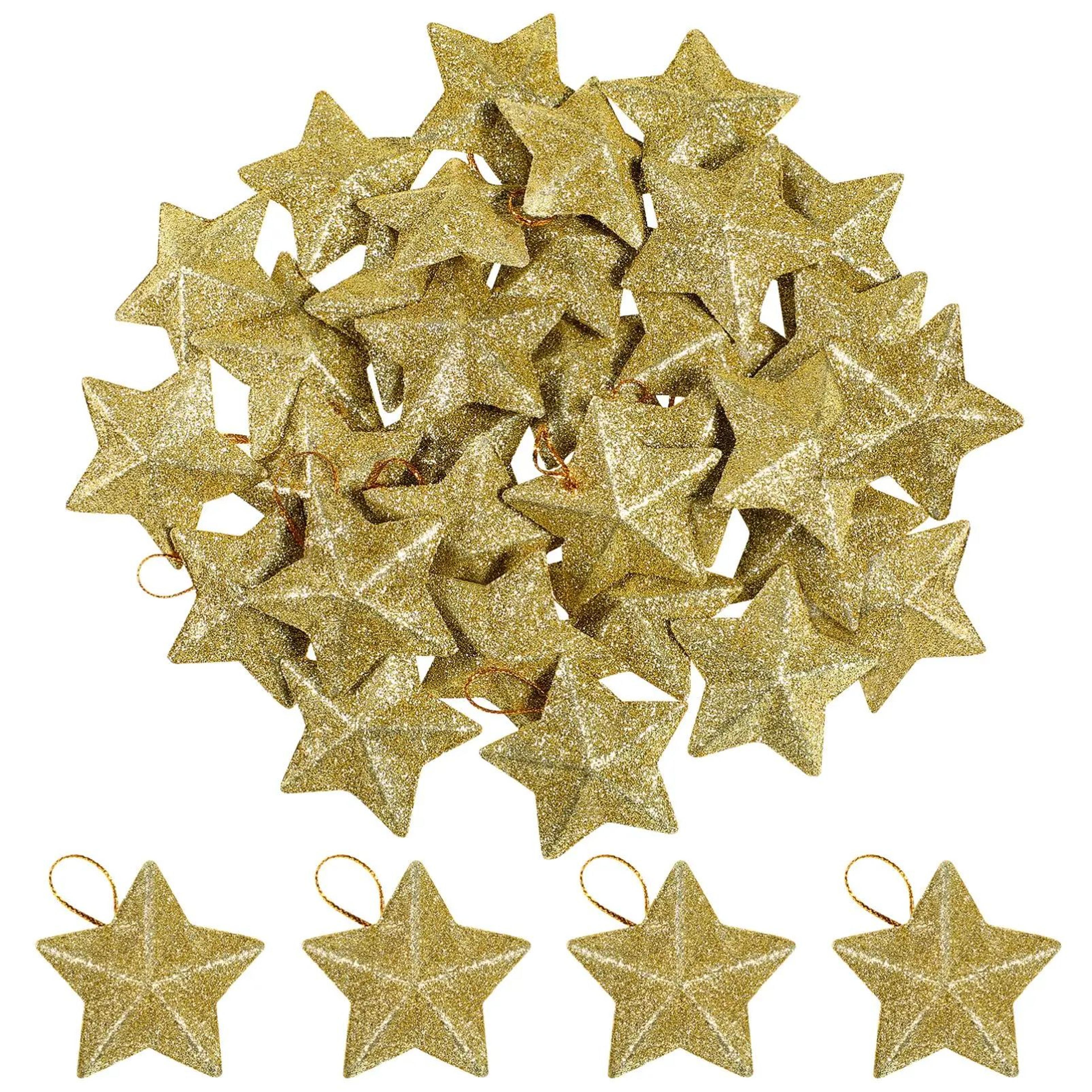mini gold glitter star christmas ornaments set 30pcs