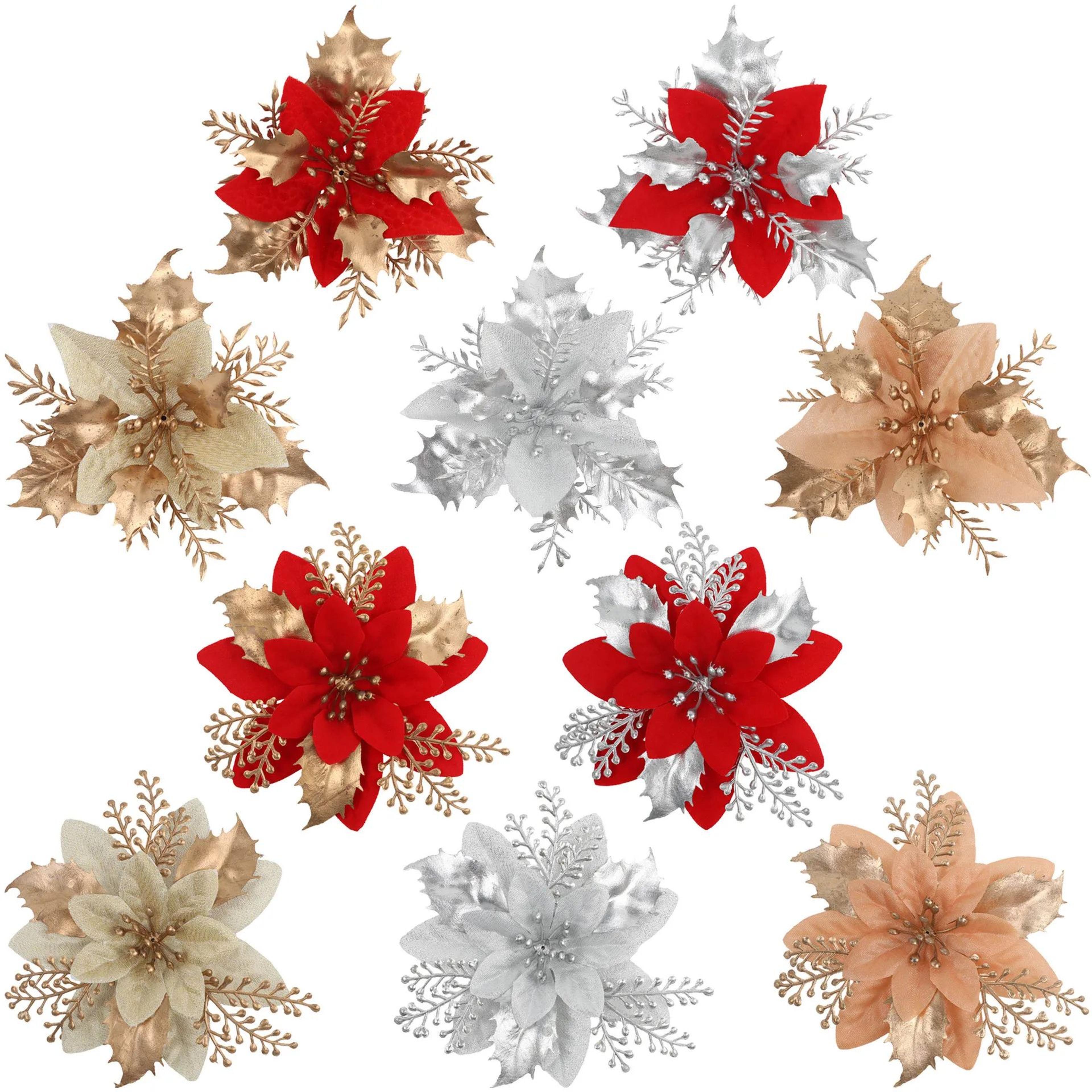 artificial christmas poinsettia flower decoration