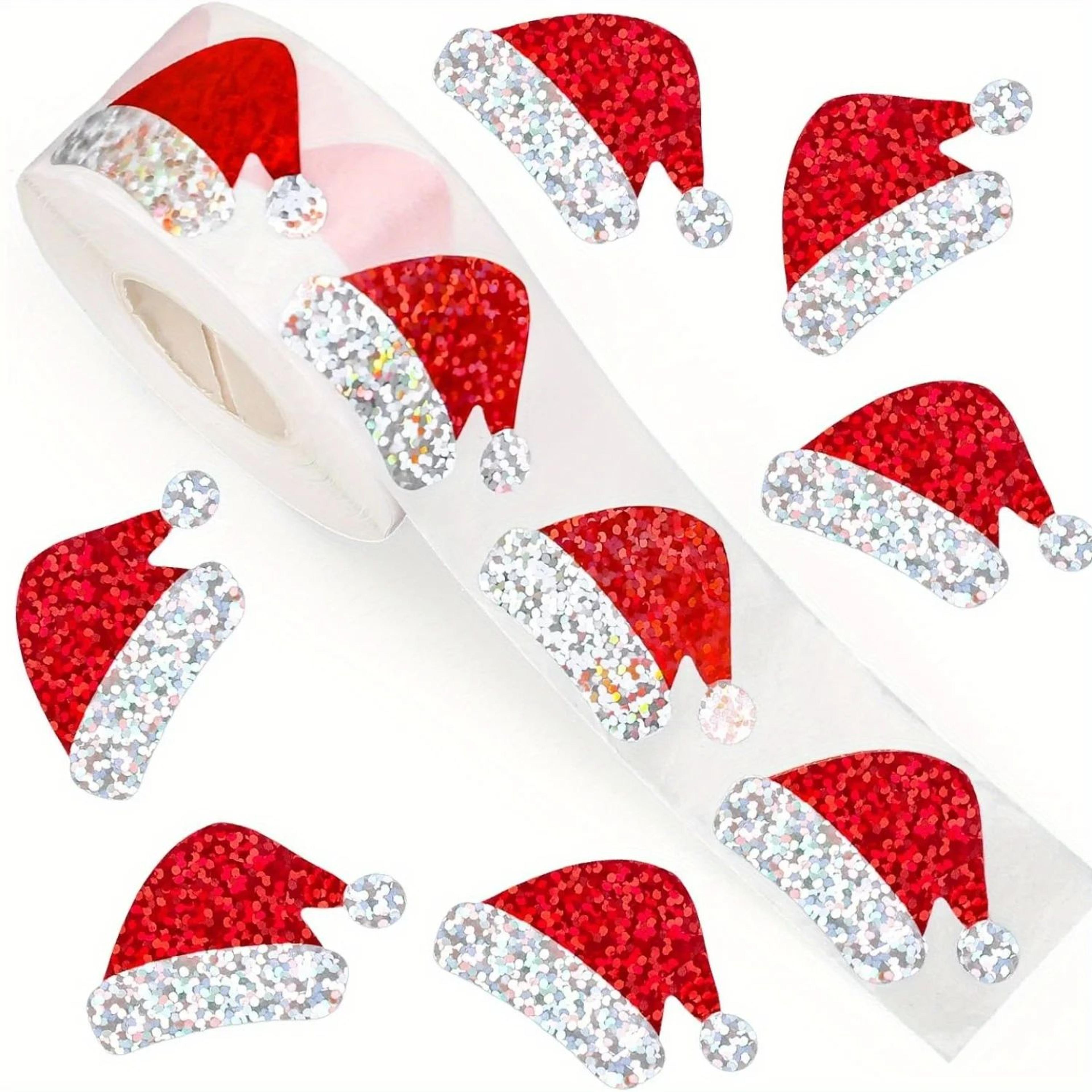 laser santa hat christmas sticker roll 500pcs
