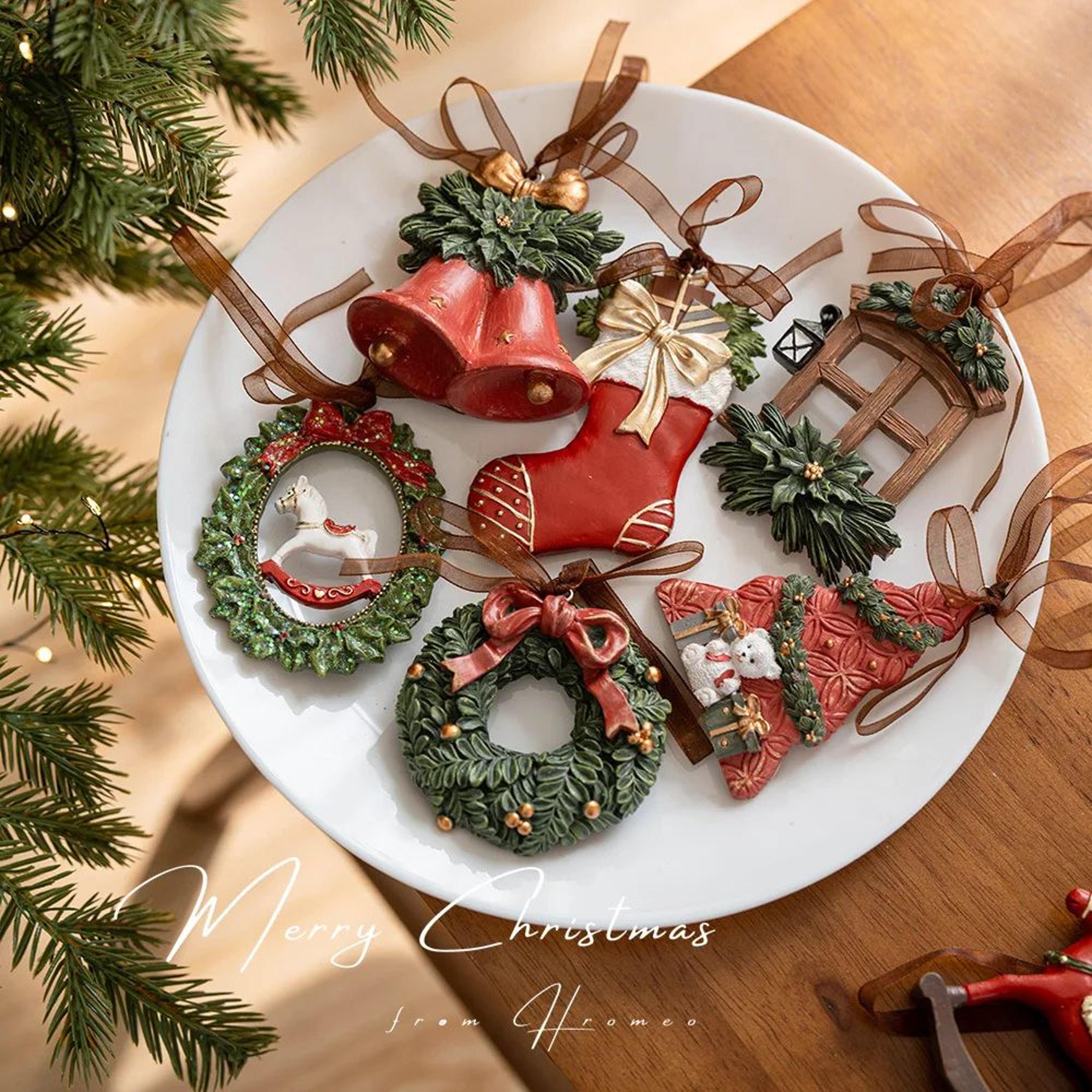 retro 3d christmas tree bell resin ornament