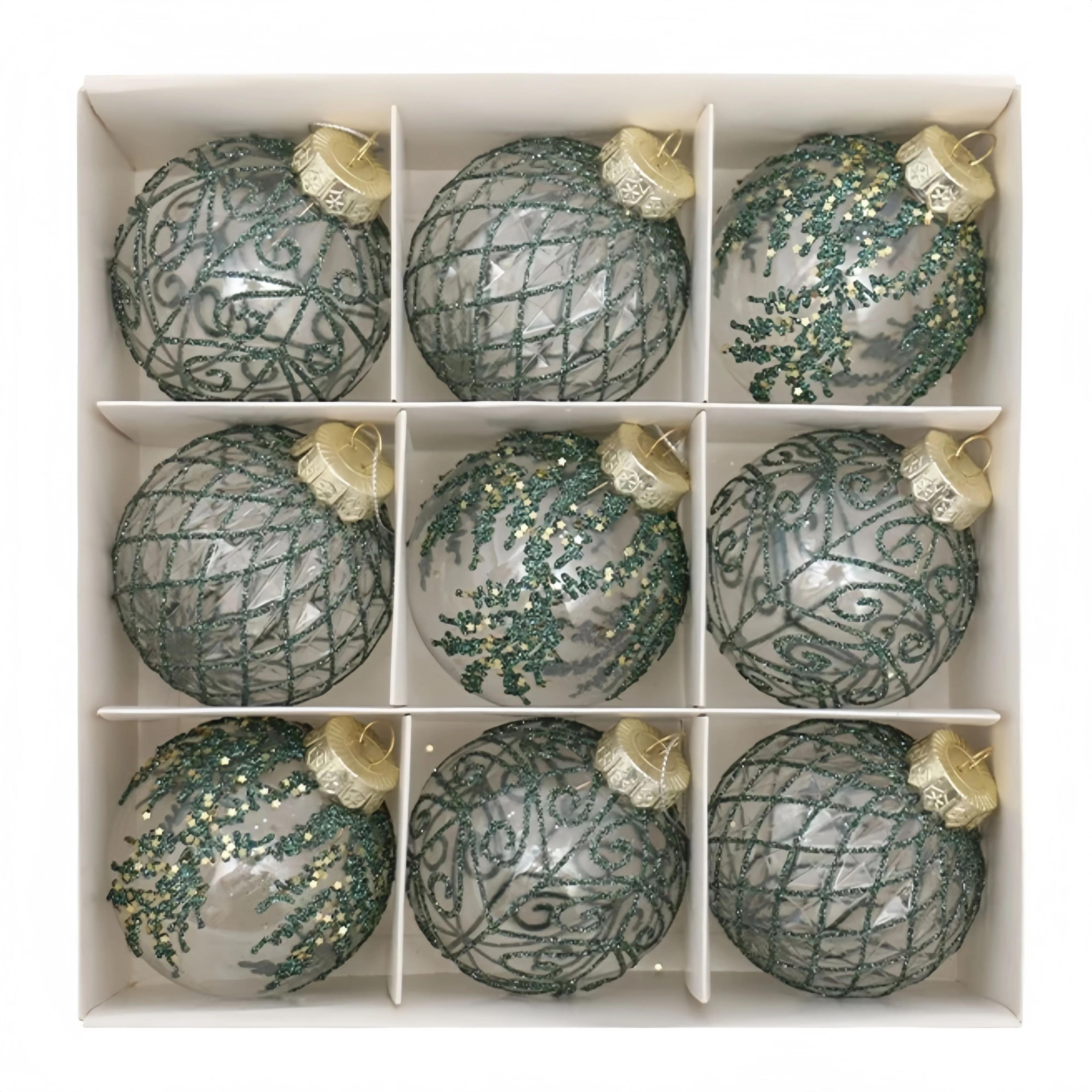 transparent christmas ball ornaments set white champagne green