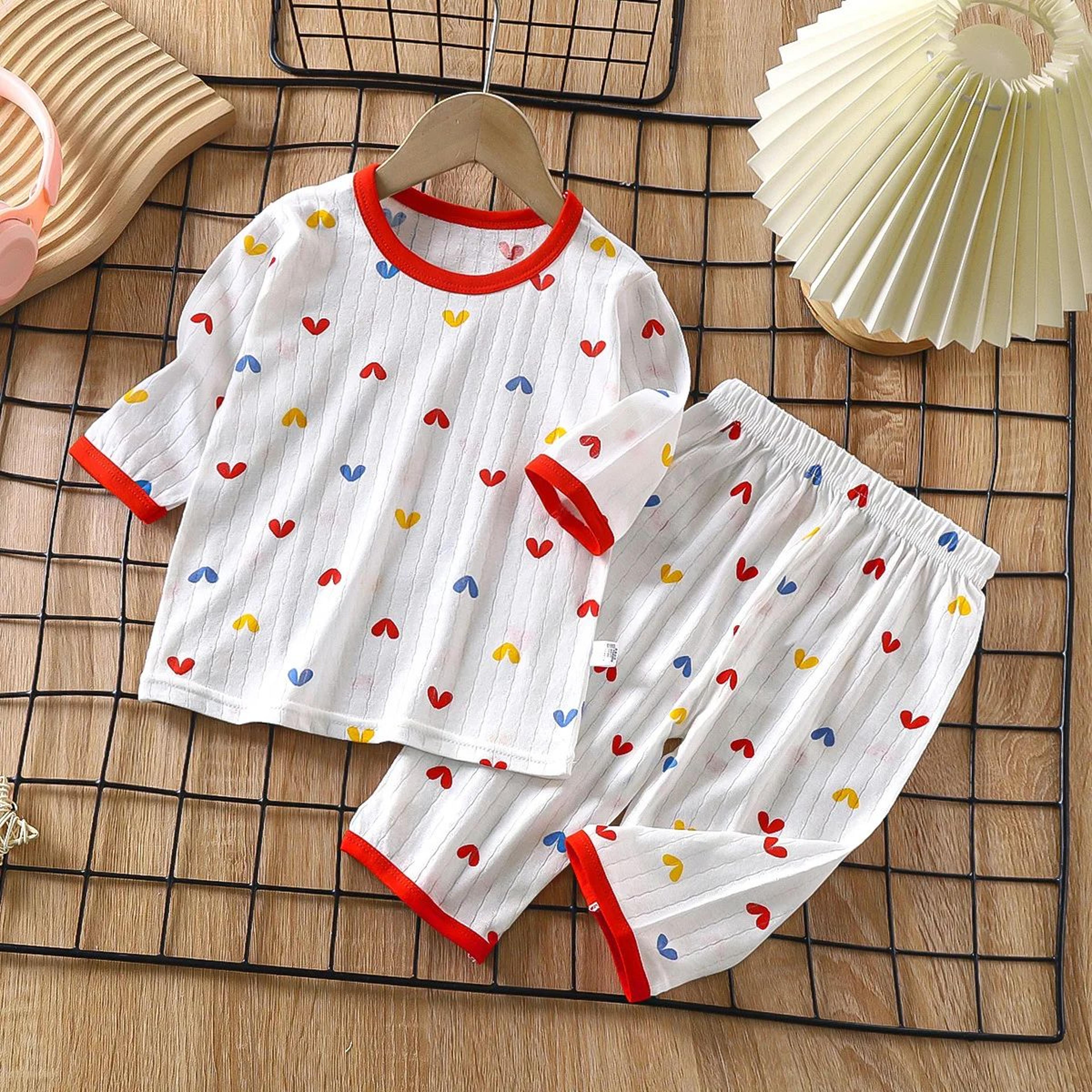baby cotton cartoon pajama set long sleeve toddler sleepwear