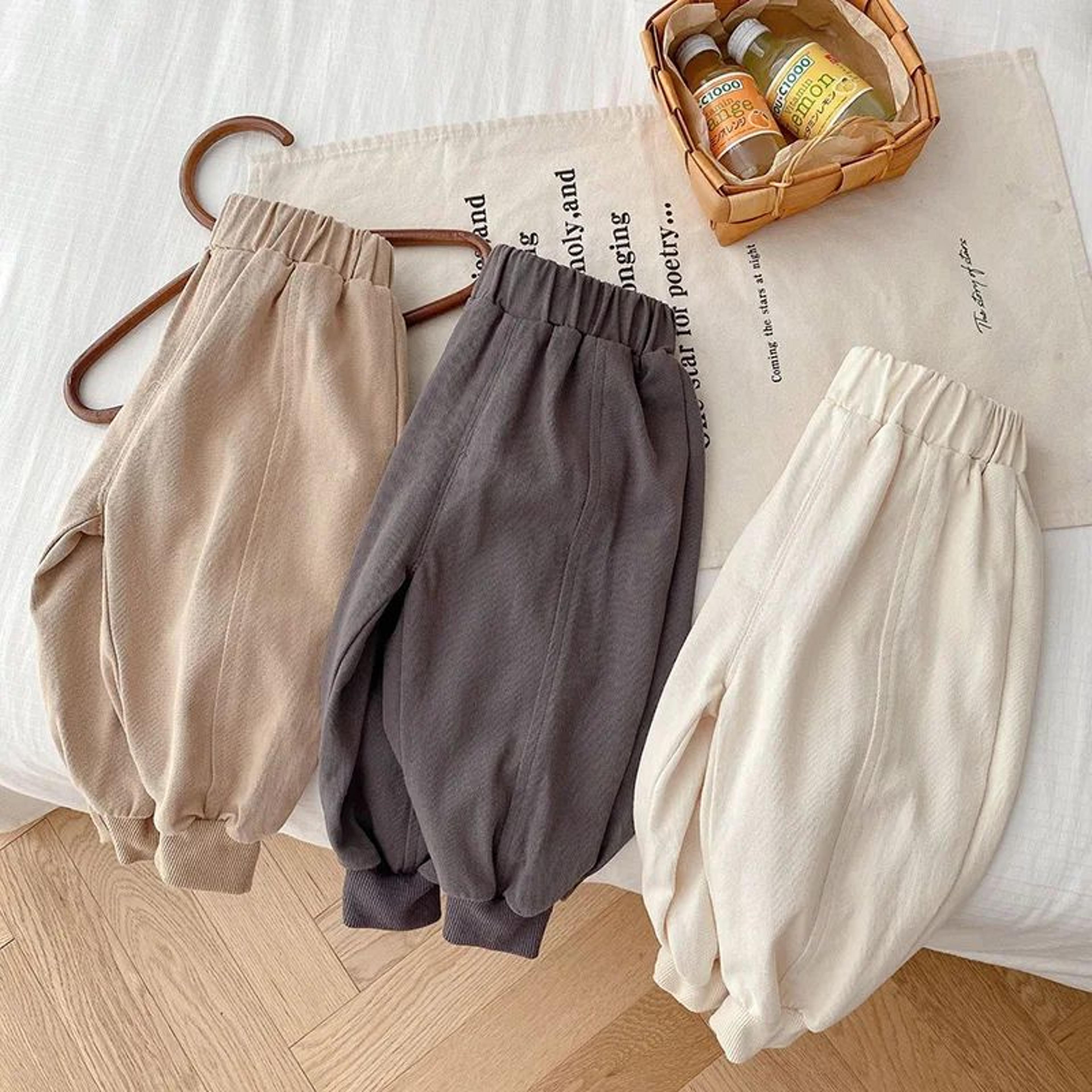 toddler unisex solid jogger pants stretch casual kids sport trousers