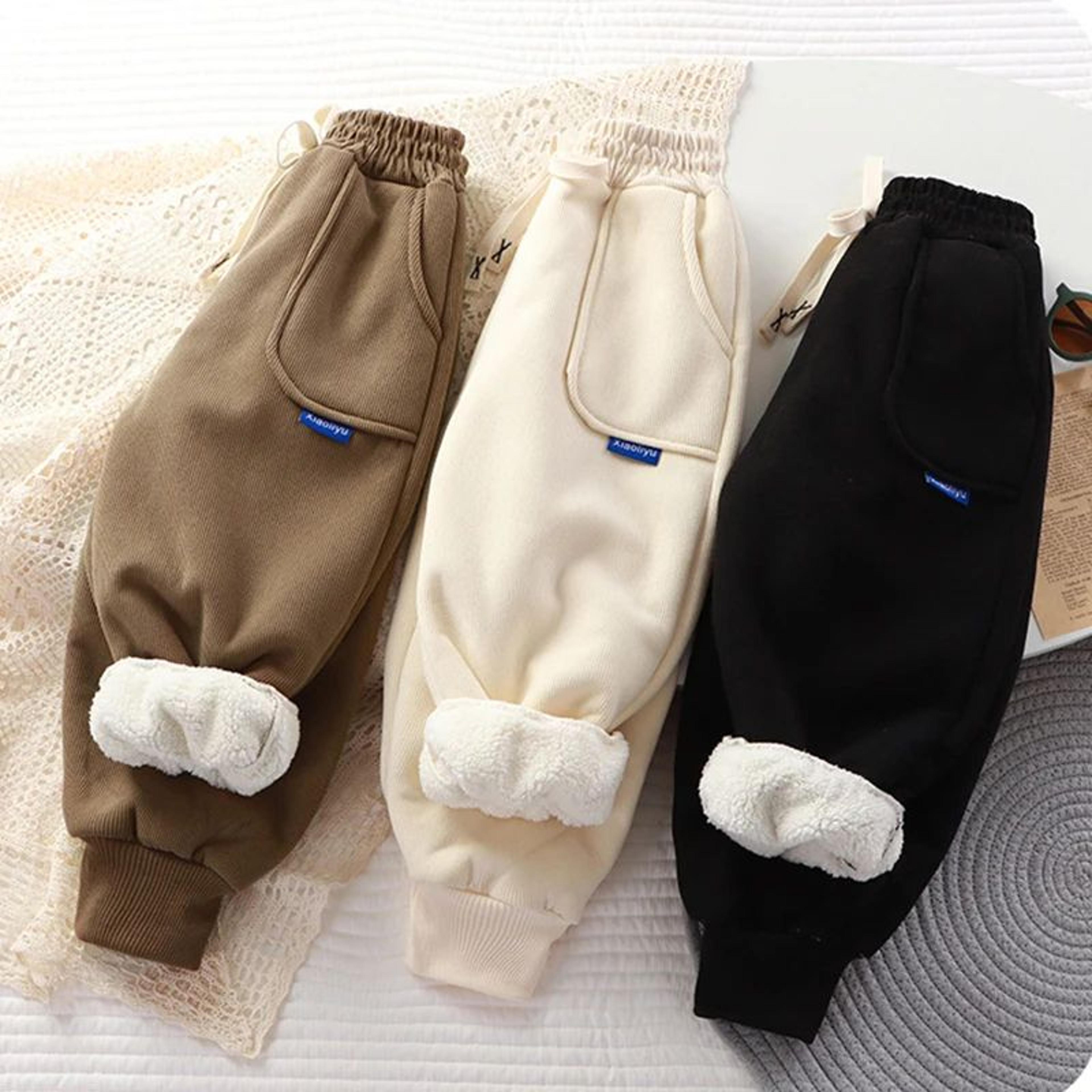 kids winter sweatpants thick casual sport pants with pockets