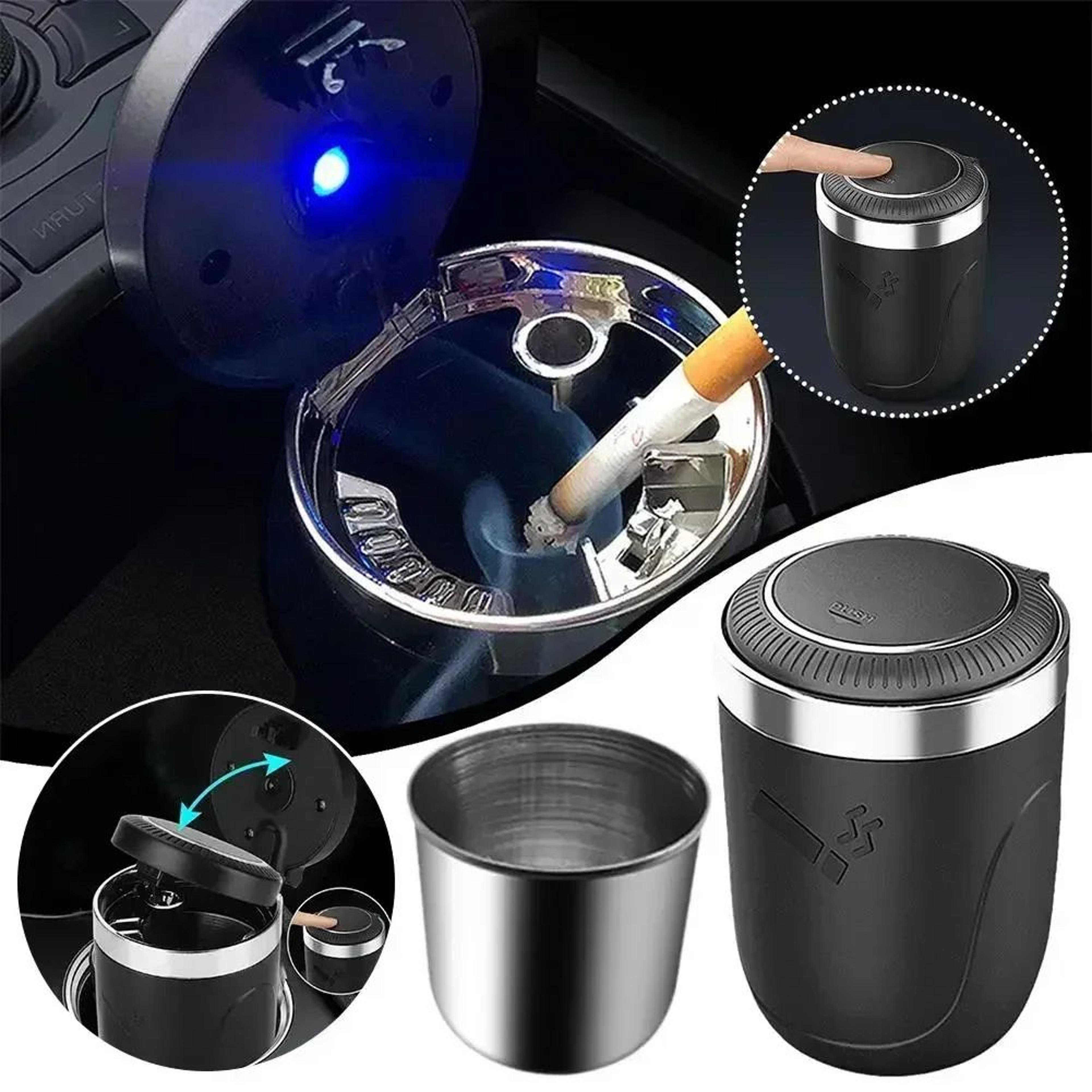 led portable car ashtray cup holder with lid