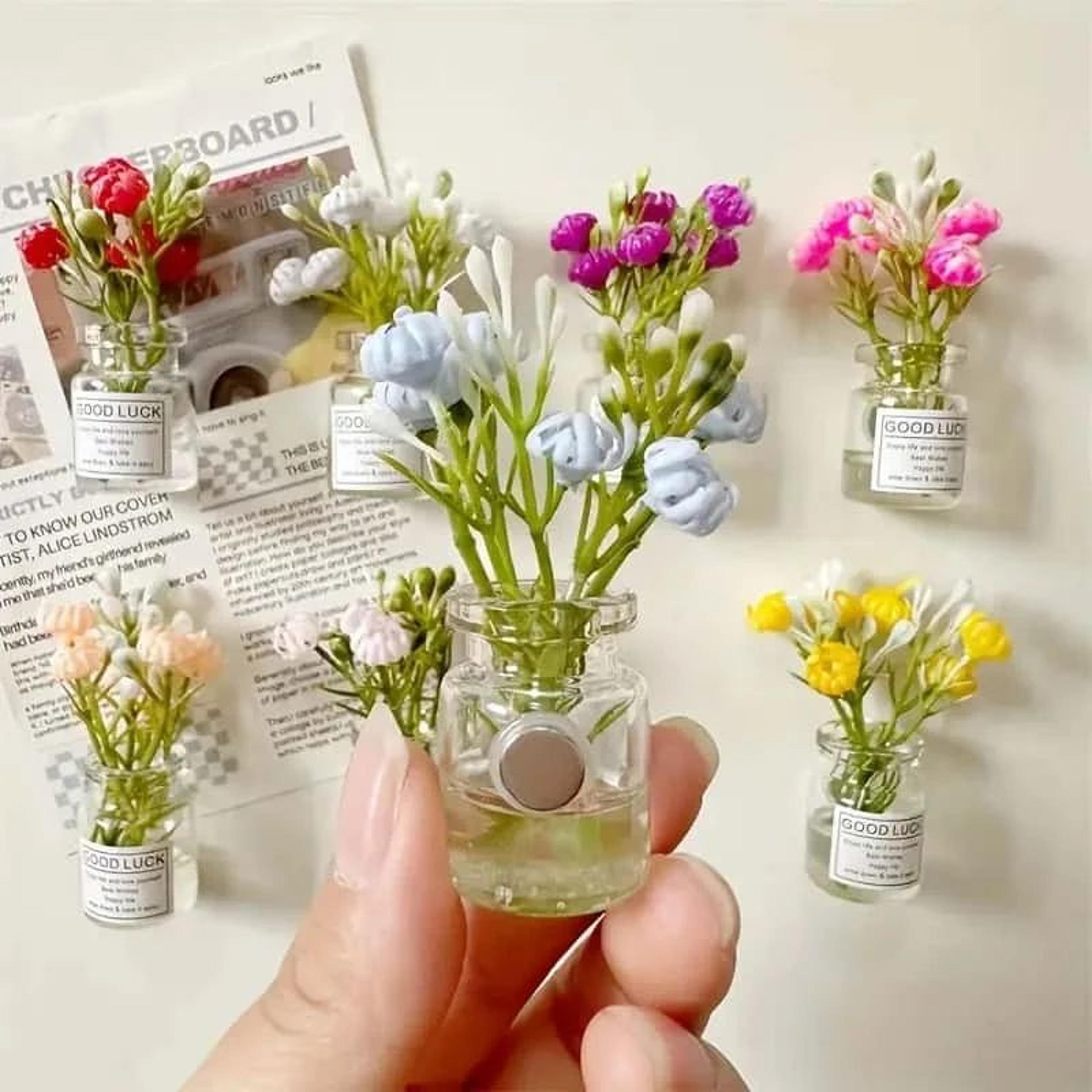 cute mini vase fridge magnets 3d refrigerator decoration set